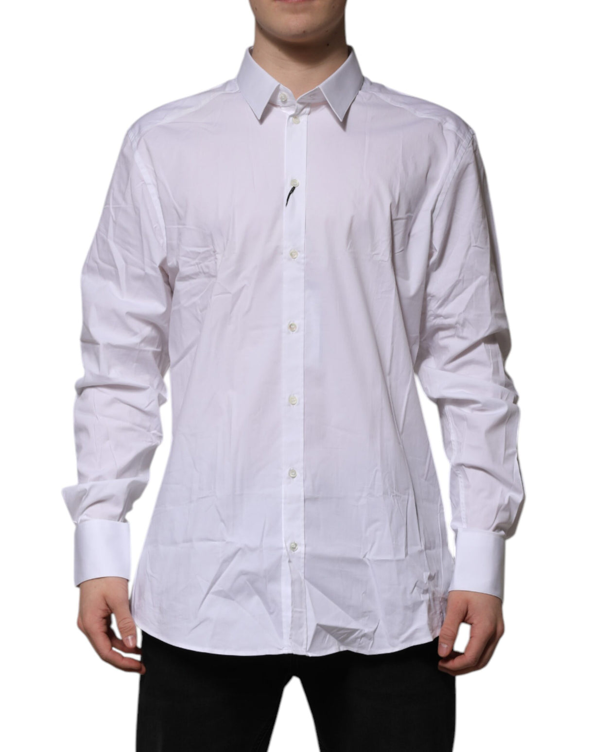 Dolce & Gabbana White GOLD Long Sleeve Dress Formal Shirt