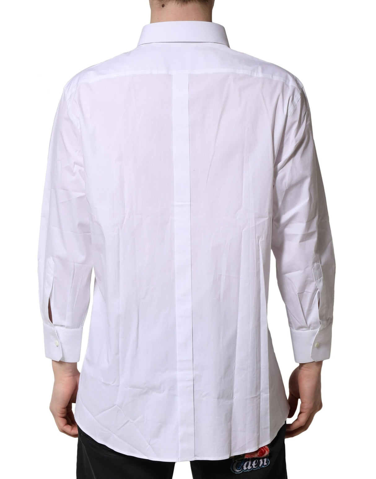 Dolce & Gabbana White GOLD Long Sleeve Dress Men Formal Shirt