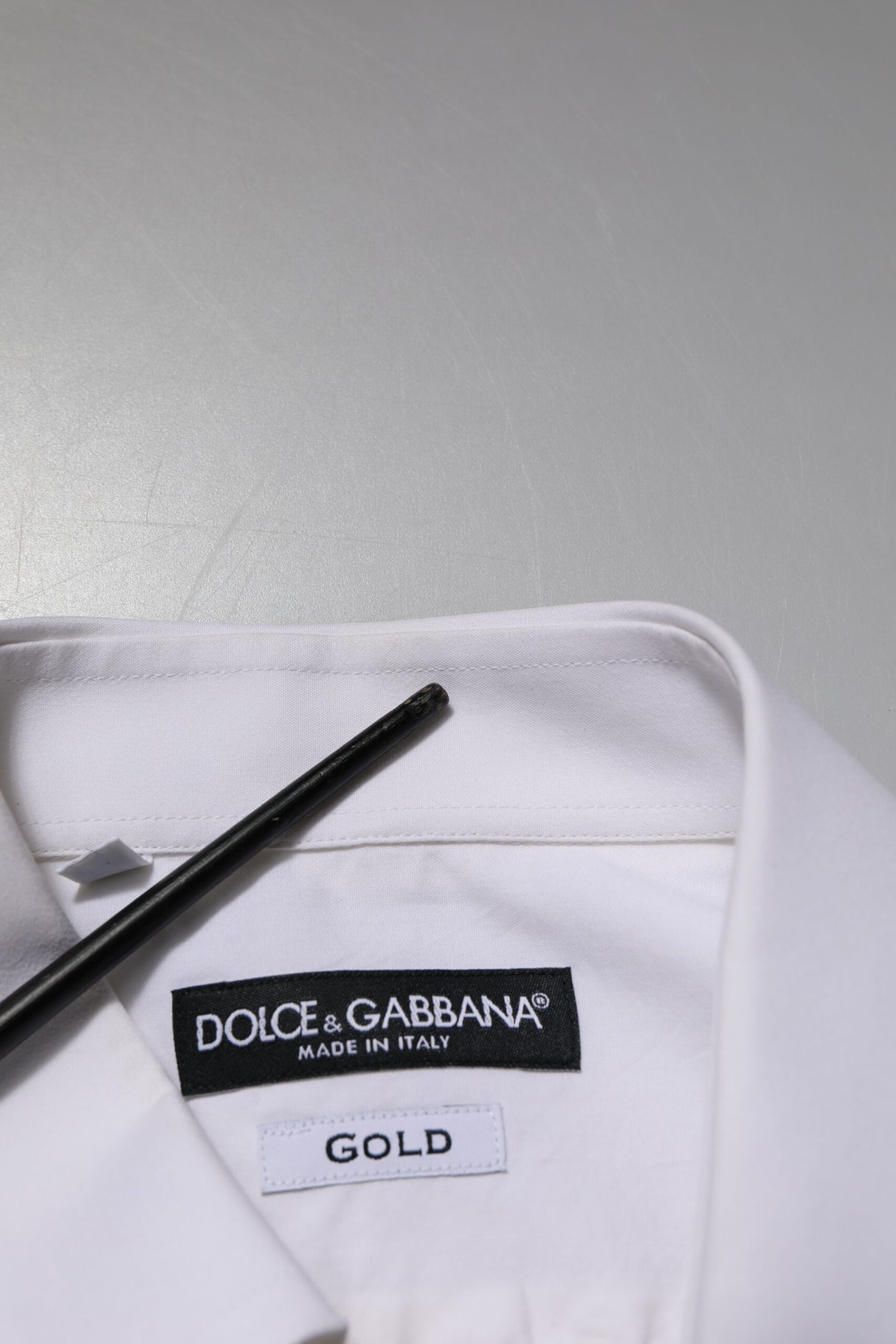 Dolce & Gabbana White GOLD Cotton Poplin Dress Formal Shirt