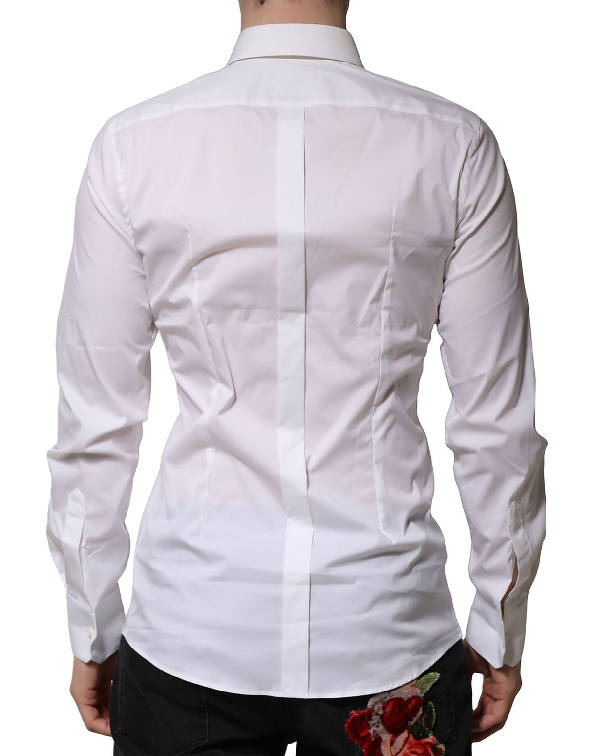 Dolce & Gabbana White Cotton Long Sleeves GOLD Formal Shirt