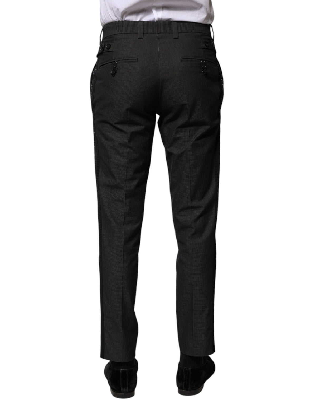 Dolce & Gabbana Gray Cotton Patterned Formal Pants