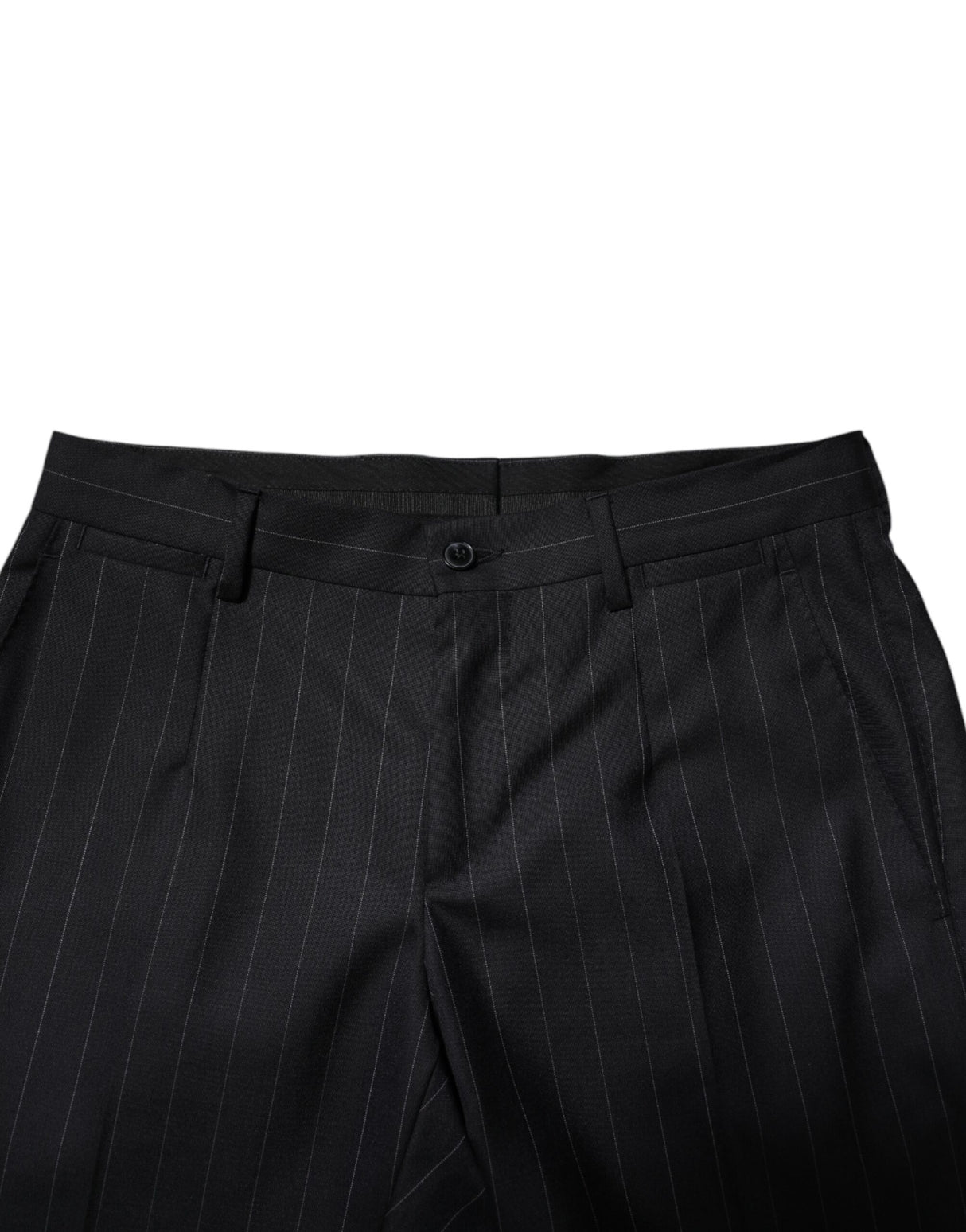Dolce & Gabbana Black Wool Striped Formal Pants