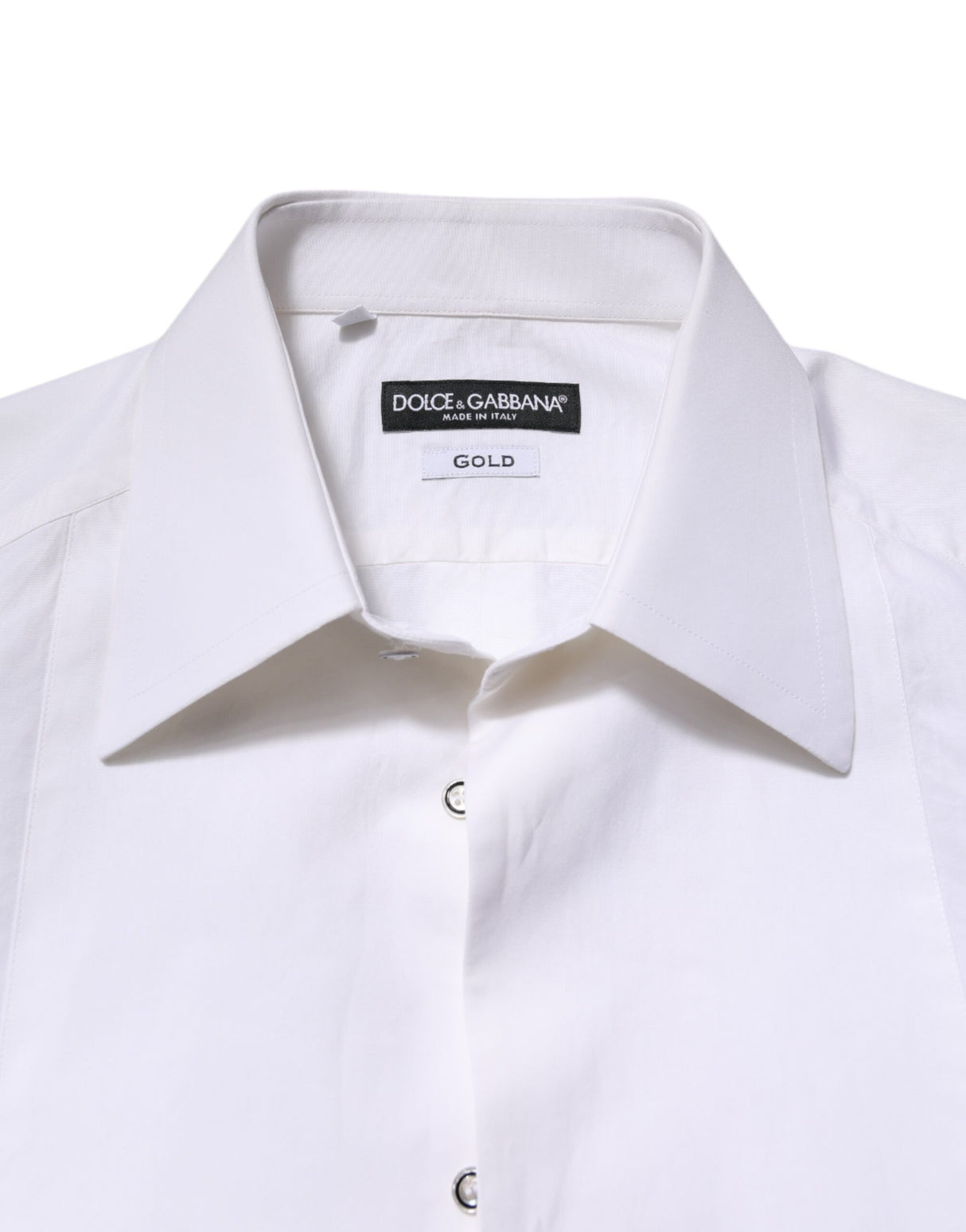 Dolce & Gabbana White Cotton GOLD Long Sleeves Dress Shirt