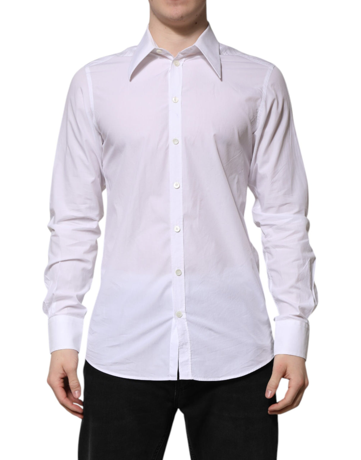 Dolce & Gabbana White Cotton Long Sleeves Dress Shirt