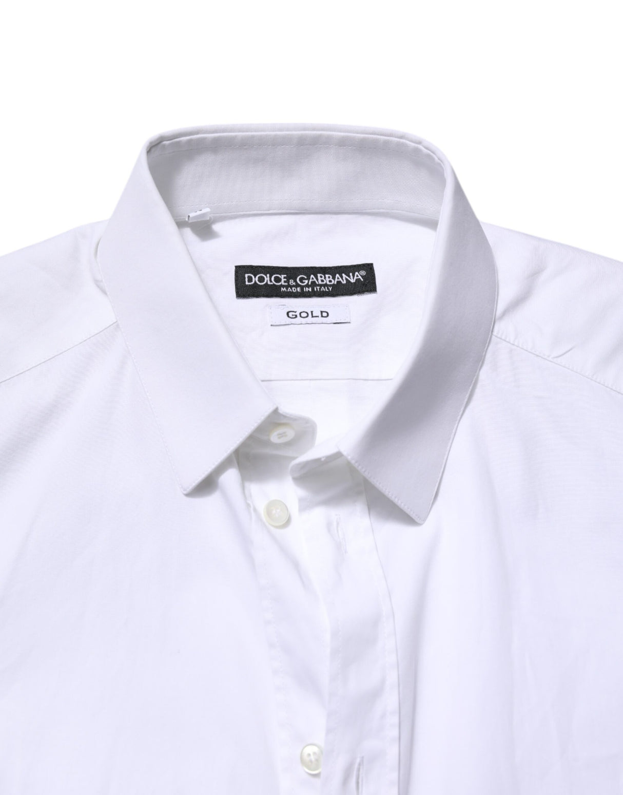 Dolce & Gabbana White Cotton GOLD Long Sleeves Dress Shirt
