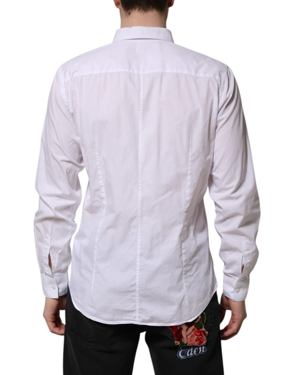 Dolce & Gabbana White Cotton STAFF Long Sleeves Dress Shirt