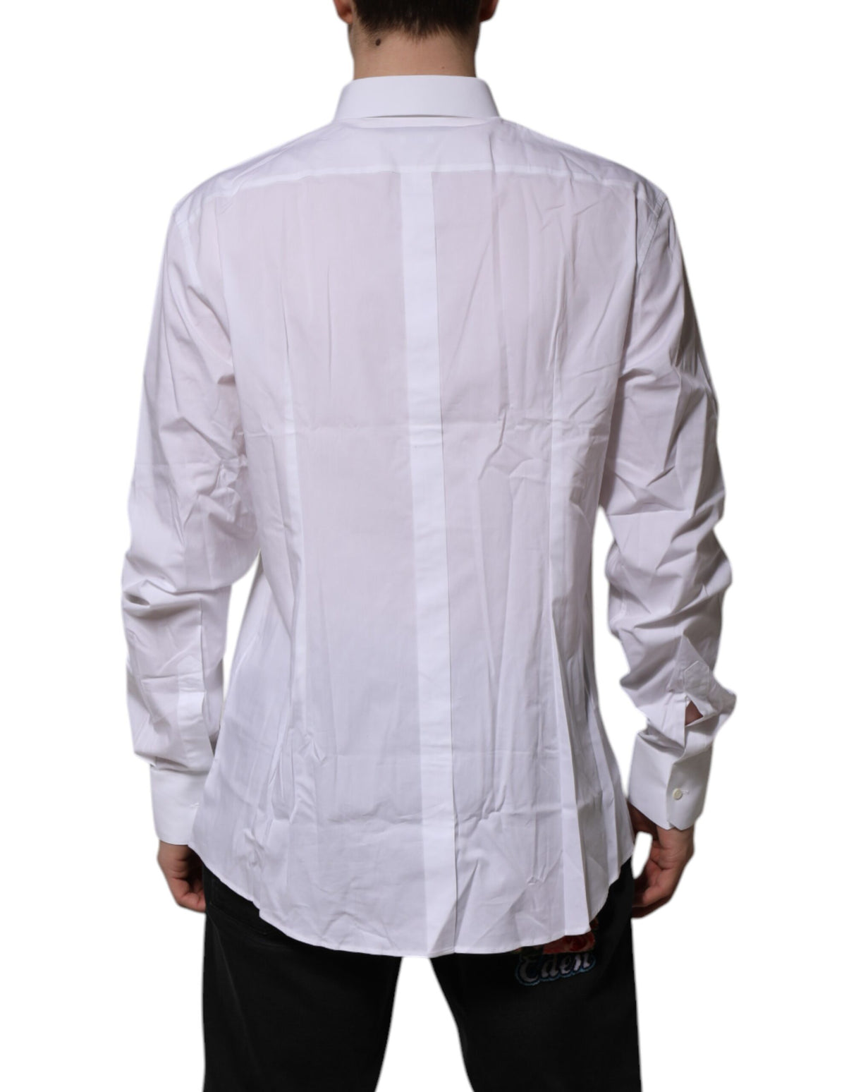 Dolce & Gabbana White Cotton GOLD Long Sleeves Dress Shirt