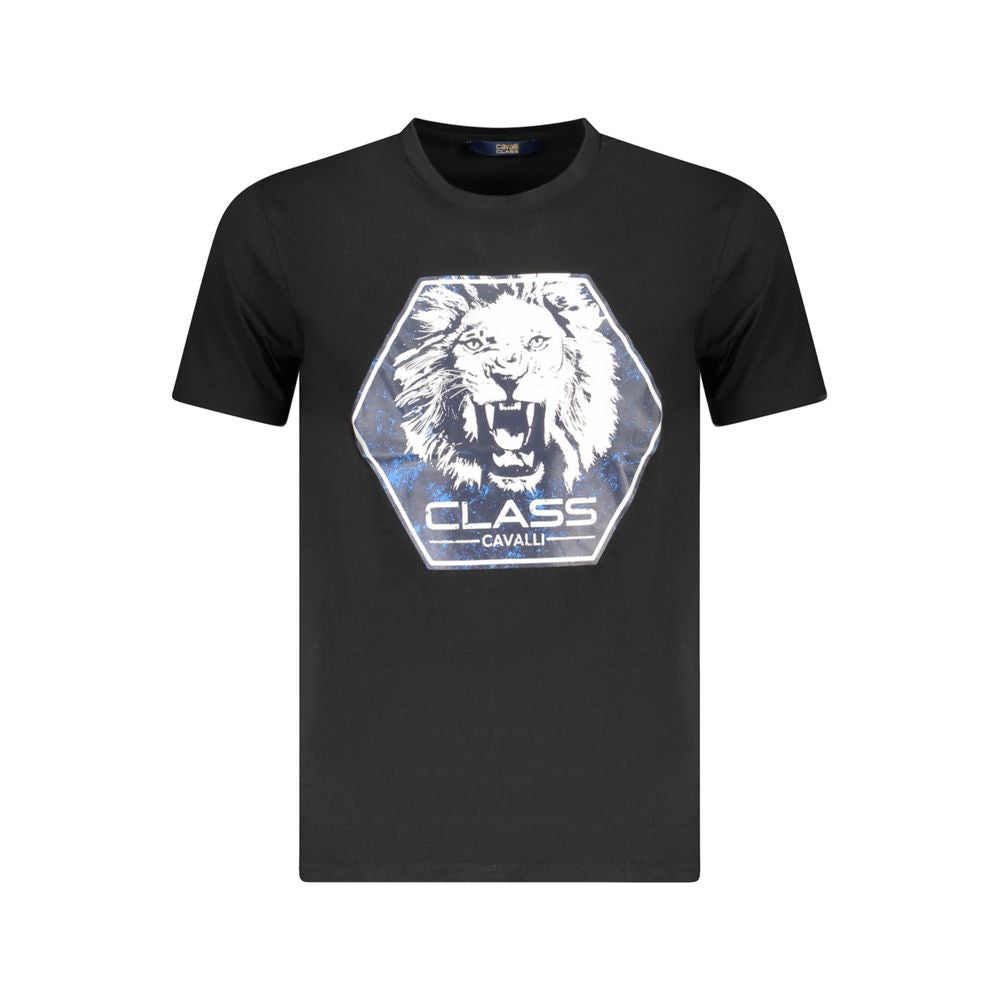 Cavalli Class Black Cotton Men T-Shirt