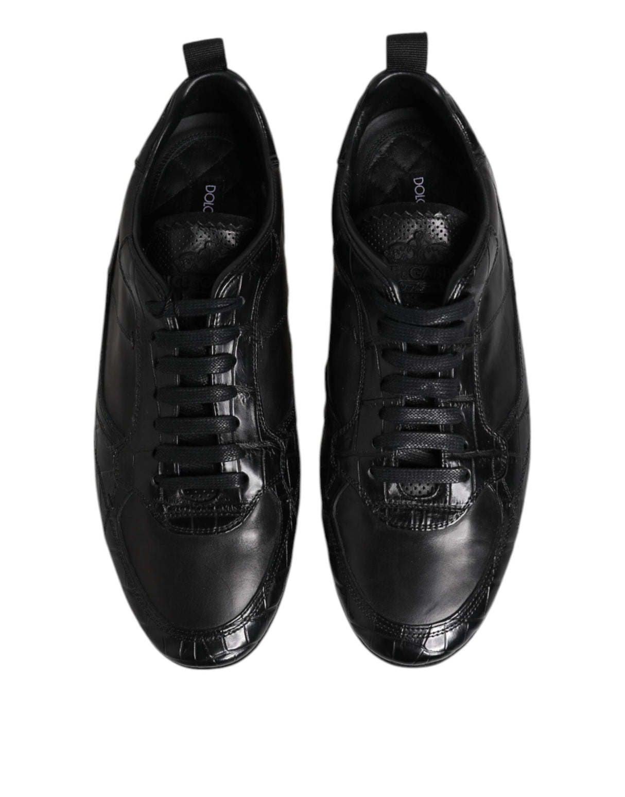 Dolce & Gabbana Black Exotic Leather Low Top Sneakers Shoes