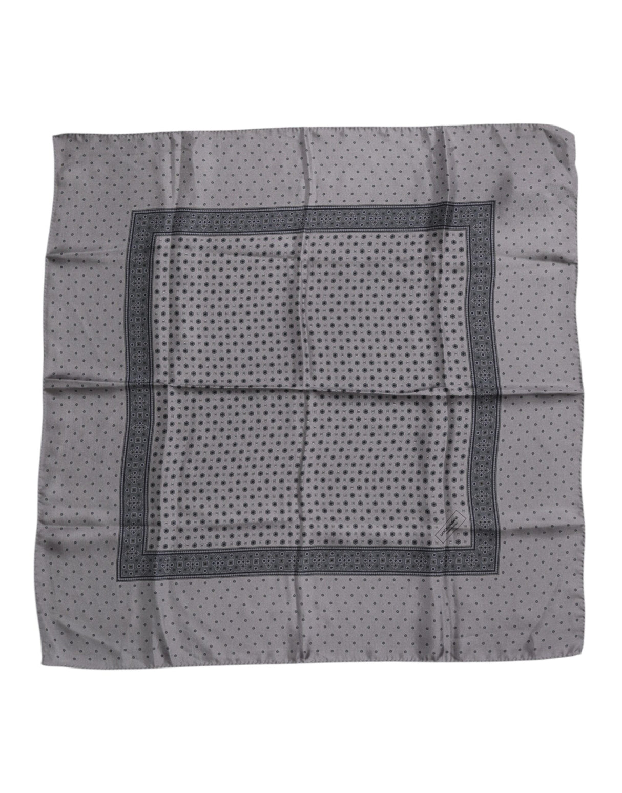 Dolce & Gabbana Gray Polka Dot Silk Square Men Foulard Scarf