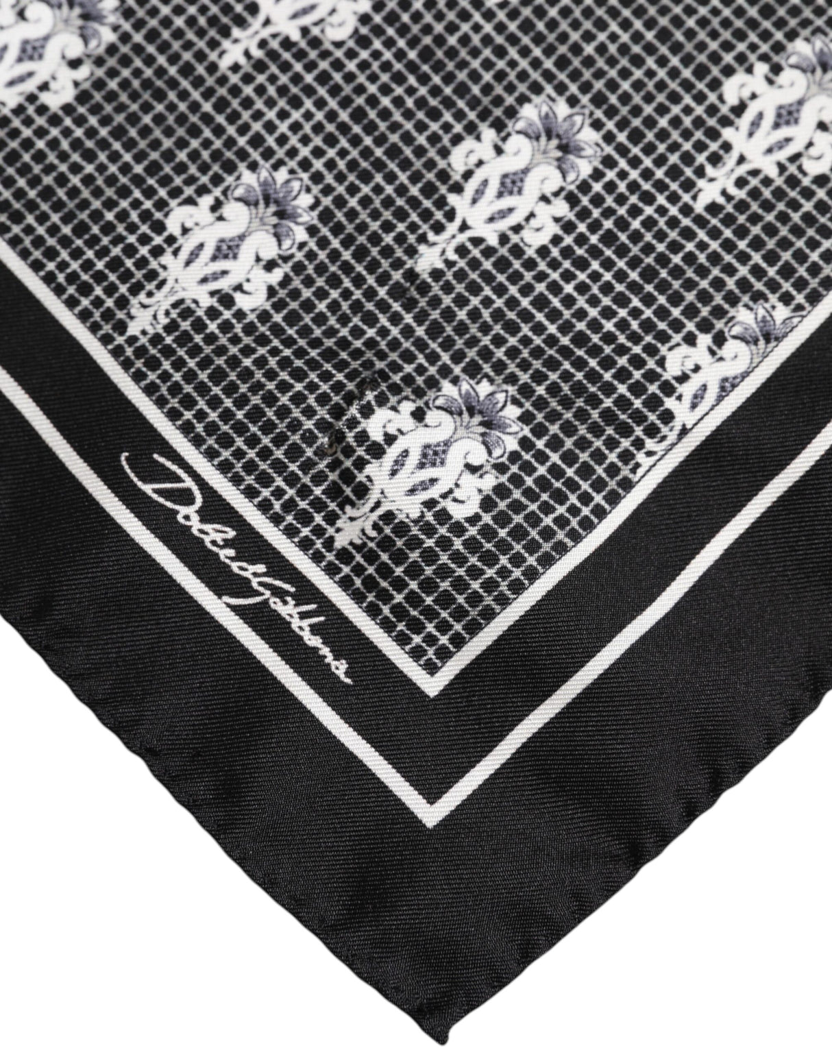 Dolce & Gabbana Black White Printed Square Foulard Scarf