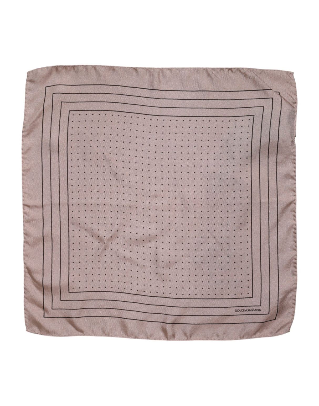 Dolce & Gabbana Beige Dotted Silk Square Men Foulard Scarf