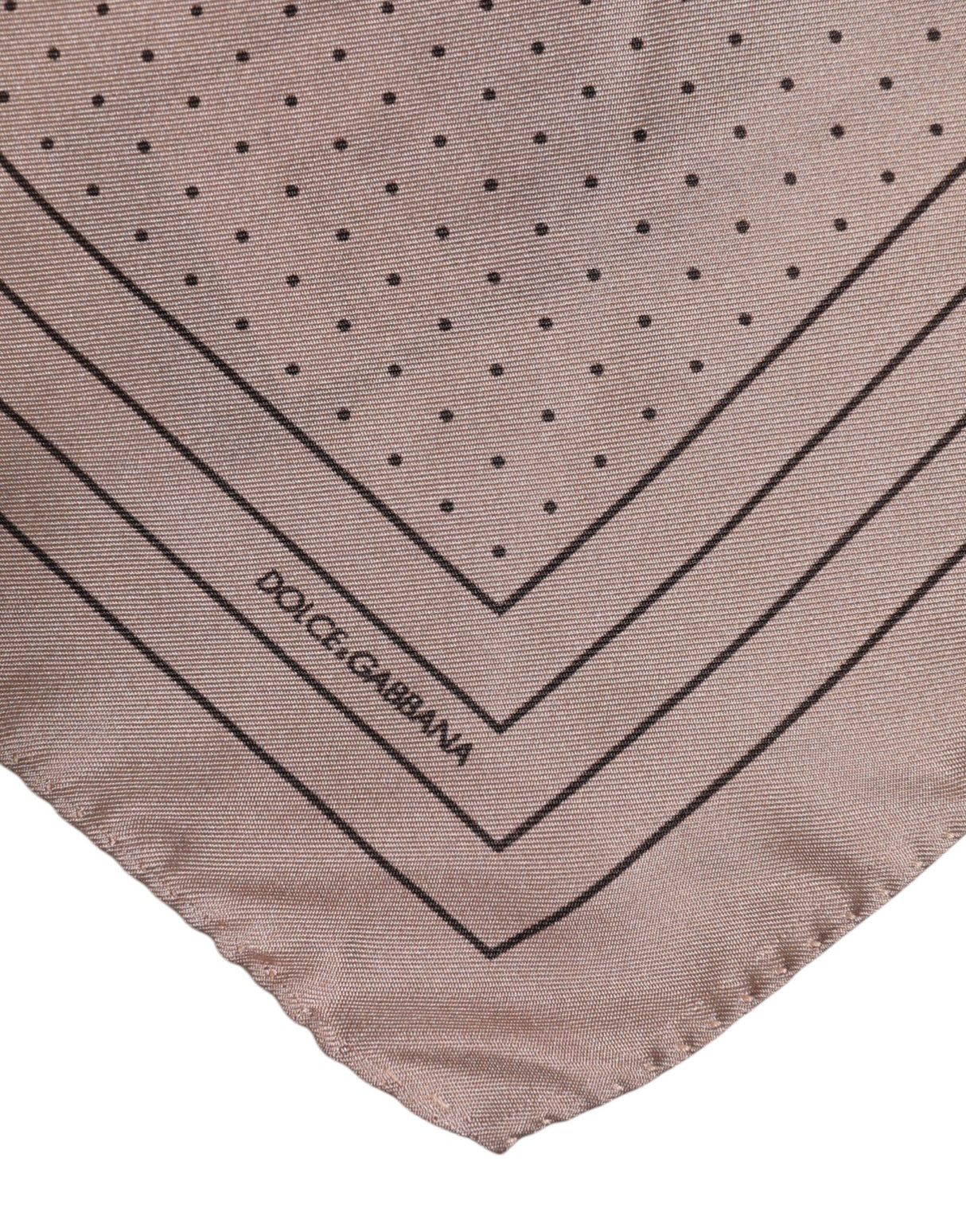 Dolce & Gabbana Beige Dotted Silk Square Men Foulard Scarf