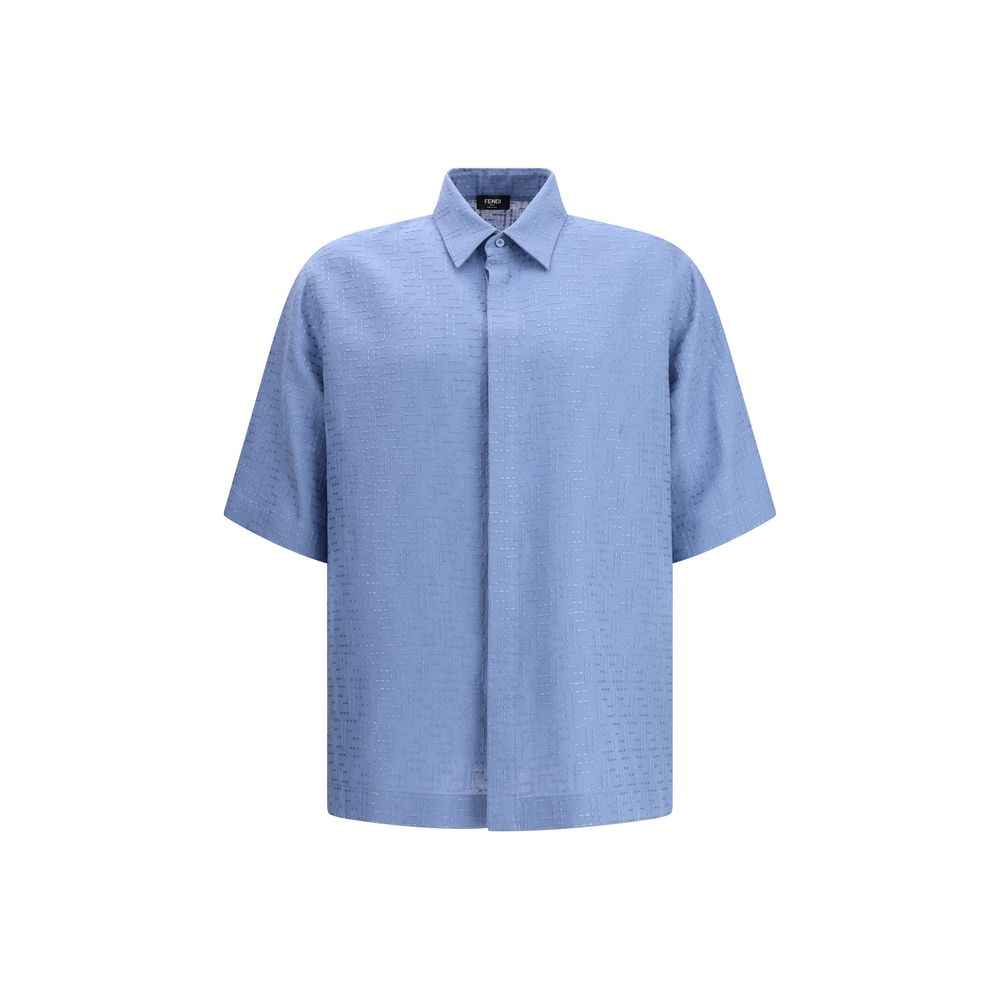 Fendi Light Blue Linen Shortsleeve Shirt