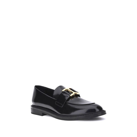 Chloé Black Calf Leather Bos Taurus Slip-On Loafers