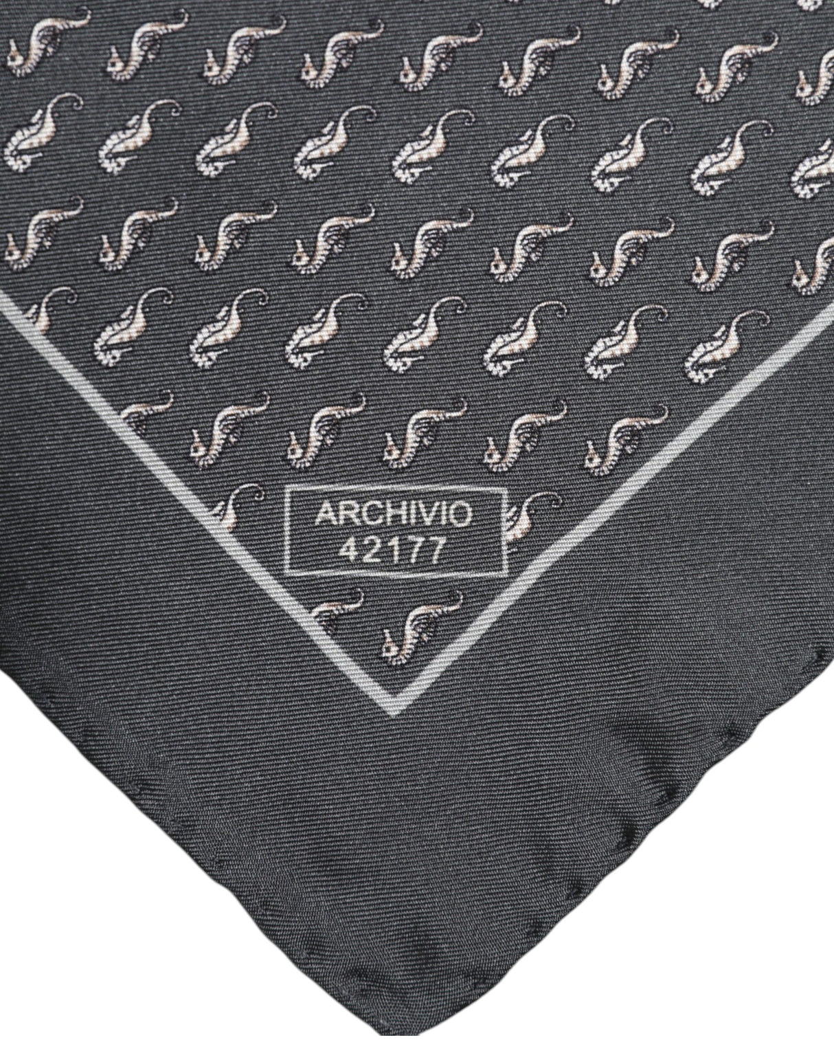 Dolce & Gabbana Black Fish Print Silk Square Men Foulard Scarf