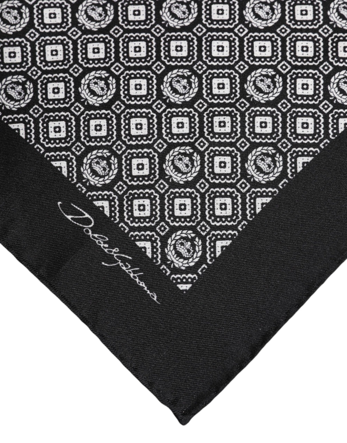 Dolce & Gabbana Black White Patterned Square Foulard Scarf