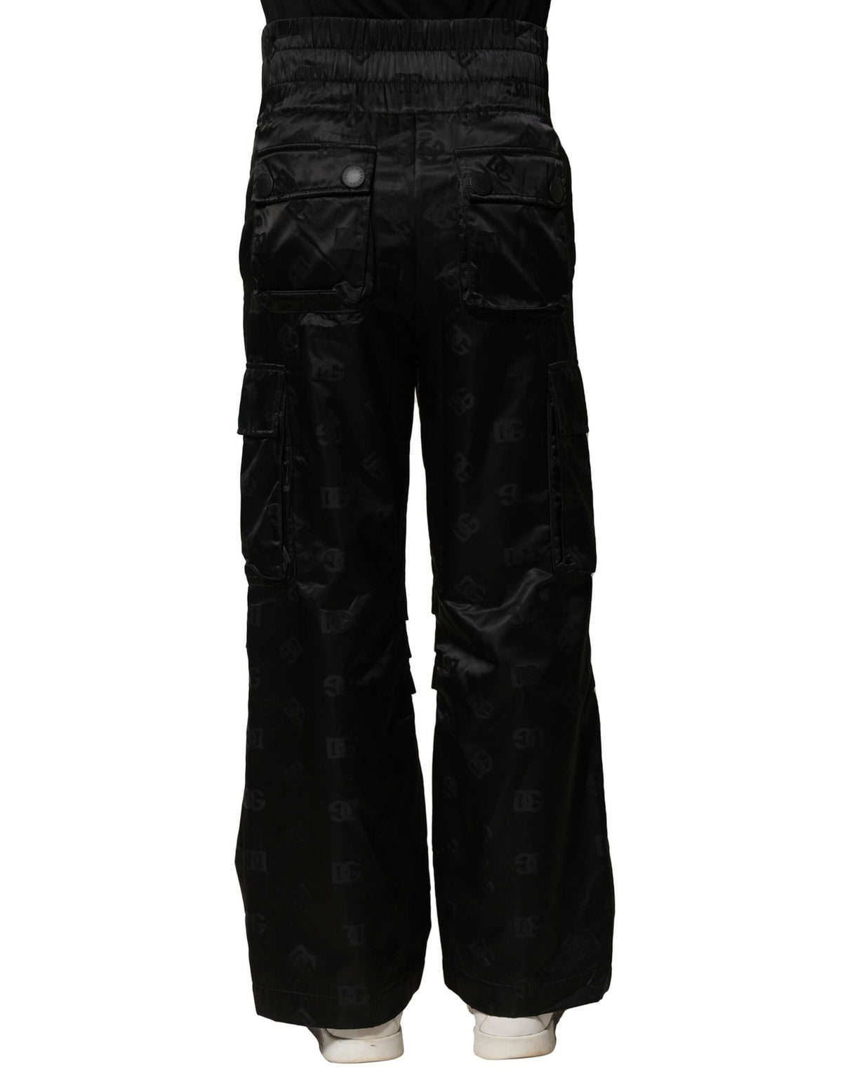 Dolce & Gabbana Black Nylon DG Logo Straight Pants