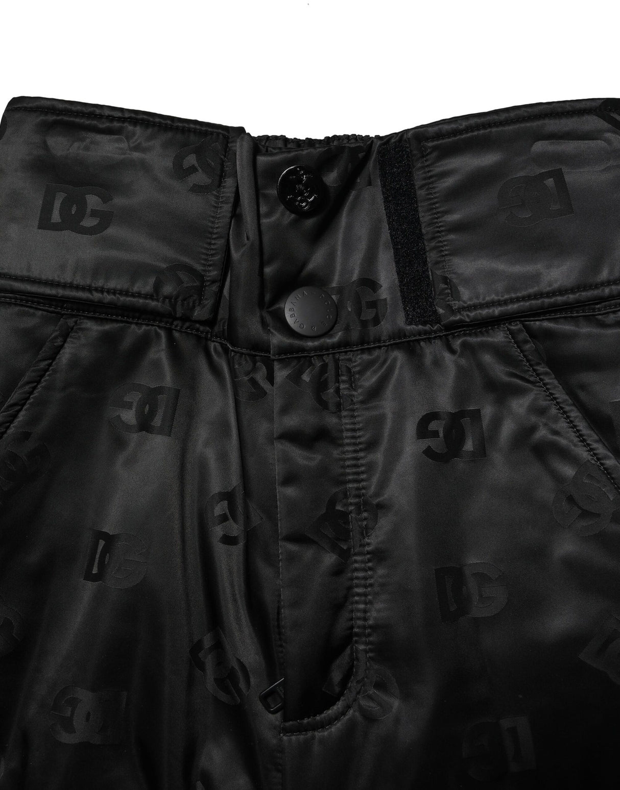 Dolce & Gabbana Black Nylon DG Logo Straight Pants