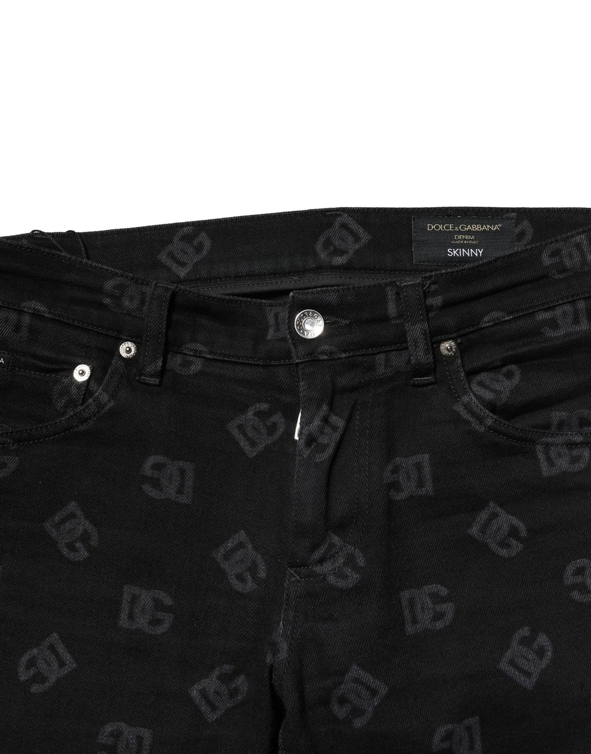 Dolce & Gabbana Black Cotton DG Logo Skinny Men Denim Jeans