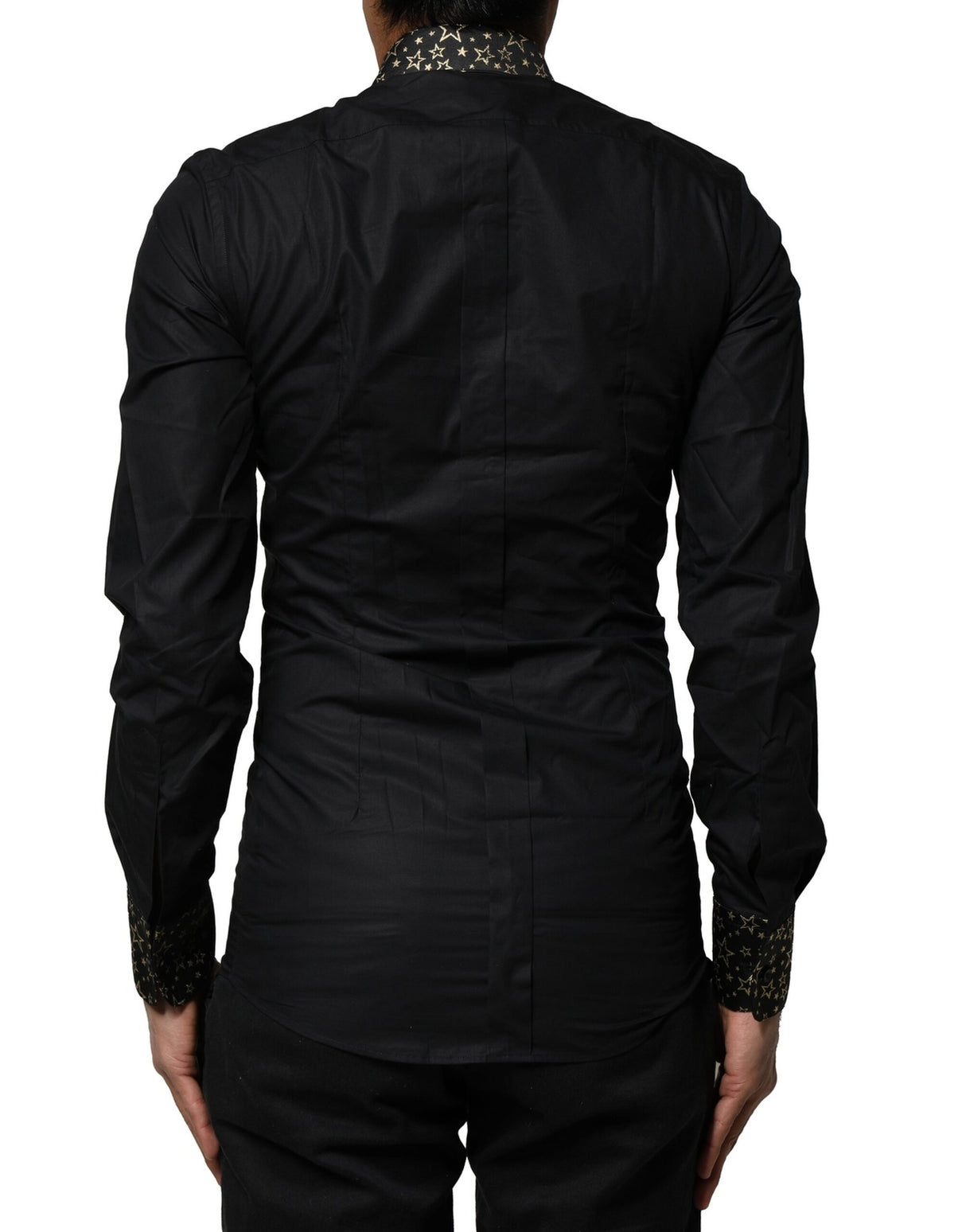 Dolce & Gabbana Black Cotton GOLD Long Sleeves Dress Shirt