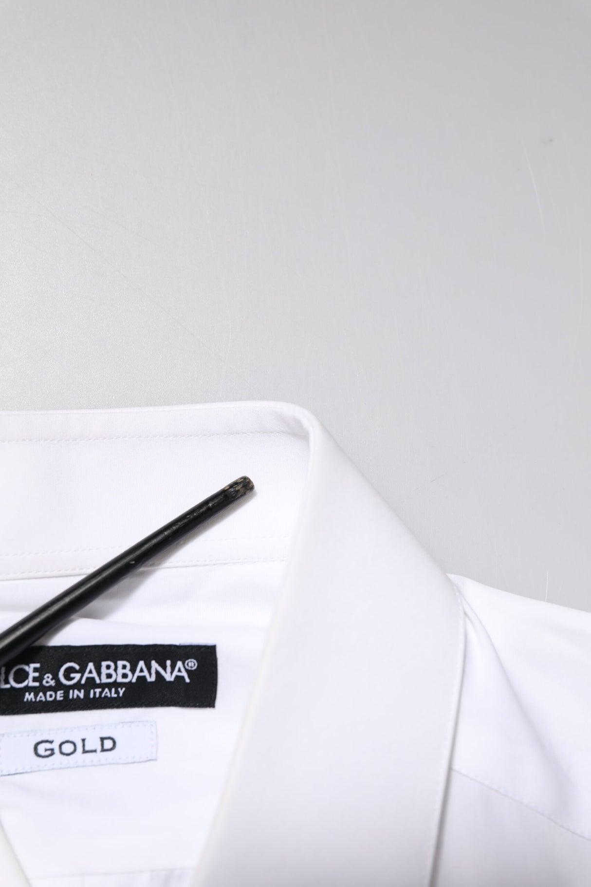 Dolce & Gabbana White GOLD Embroidery Detailed Dress Shirt