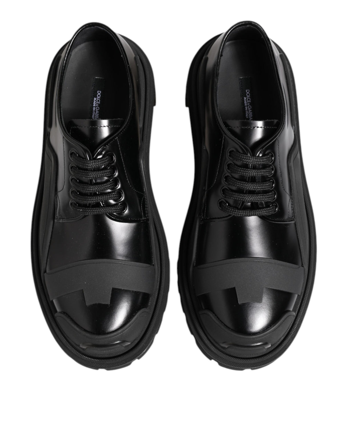 Dolce & Gabbana Black Patent Leather Trekking Derby Shoes