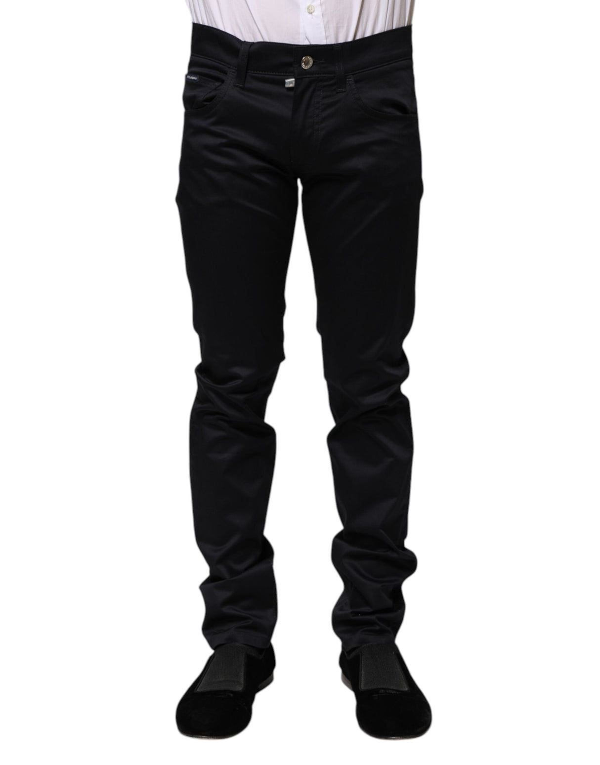 Dolce & Gabbana Black Cotton Skinny Mid Waist Pants