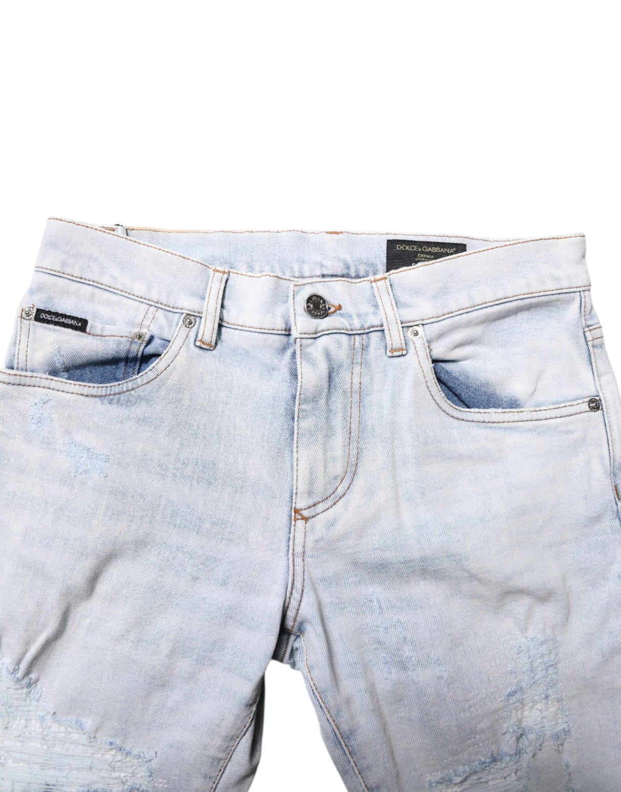 Dolce & Gabbana Light Blue Tattered Skinny Denim Jeans