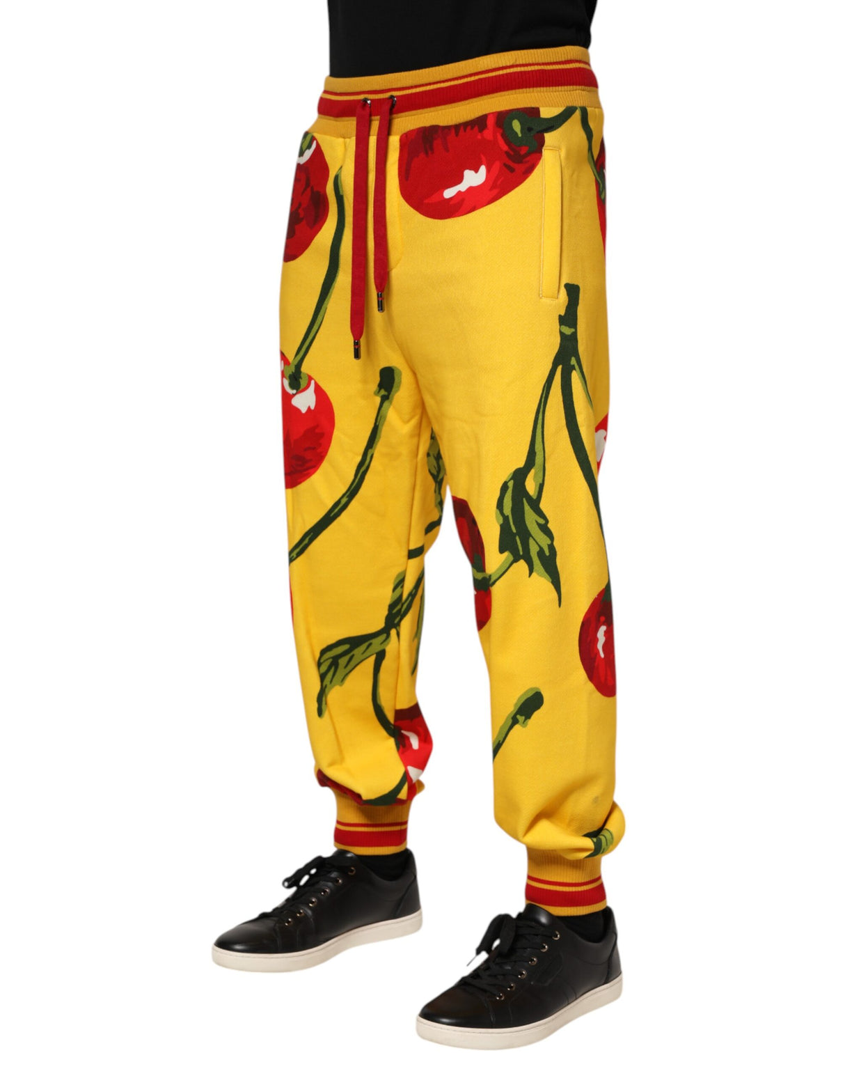 Dolce & Gabbana Yellow Cherry Print Jogger Sweatpants Pants