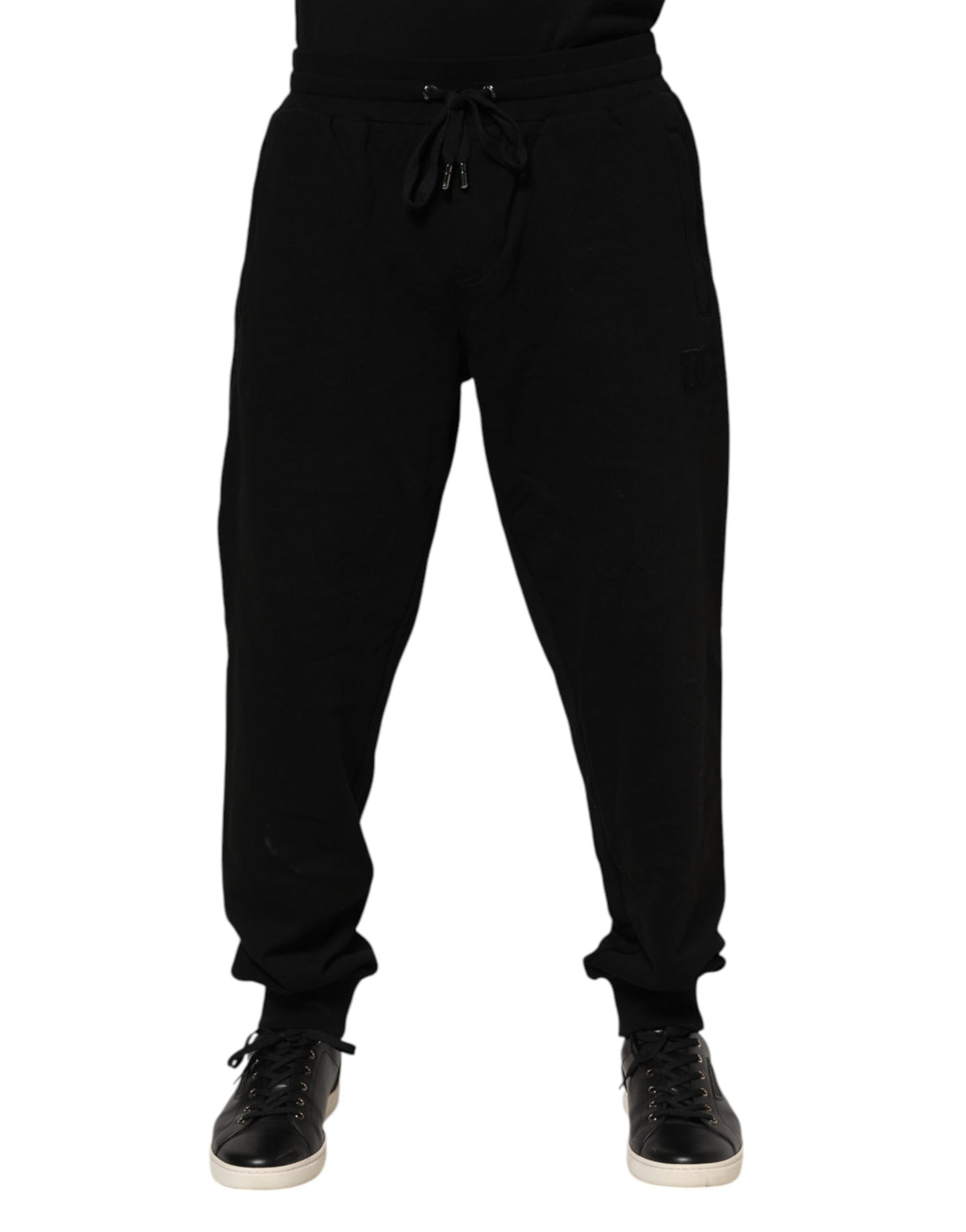 Dolce & Gabbana Black Cotton Logo Tape Men Jogger Pants