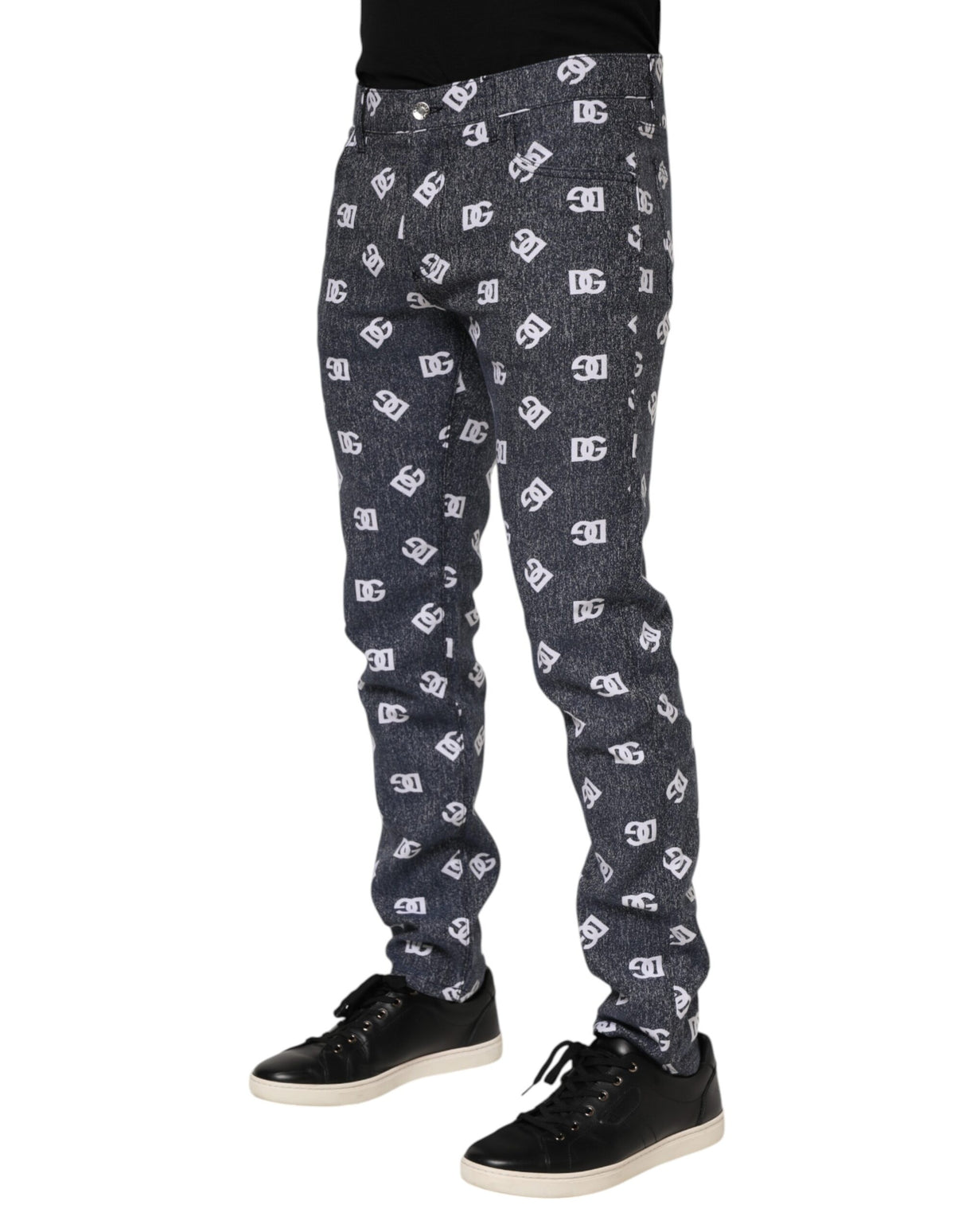 Dolce & Gabbana Dark Gray Logo Cotton Skinny Slim Denim Jeans