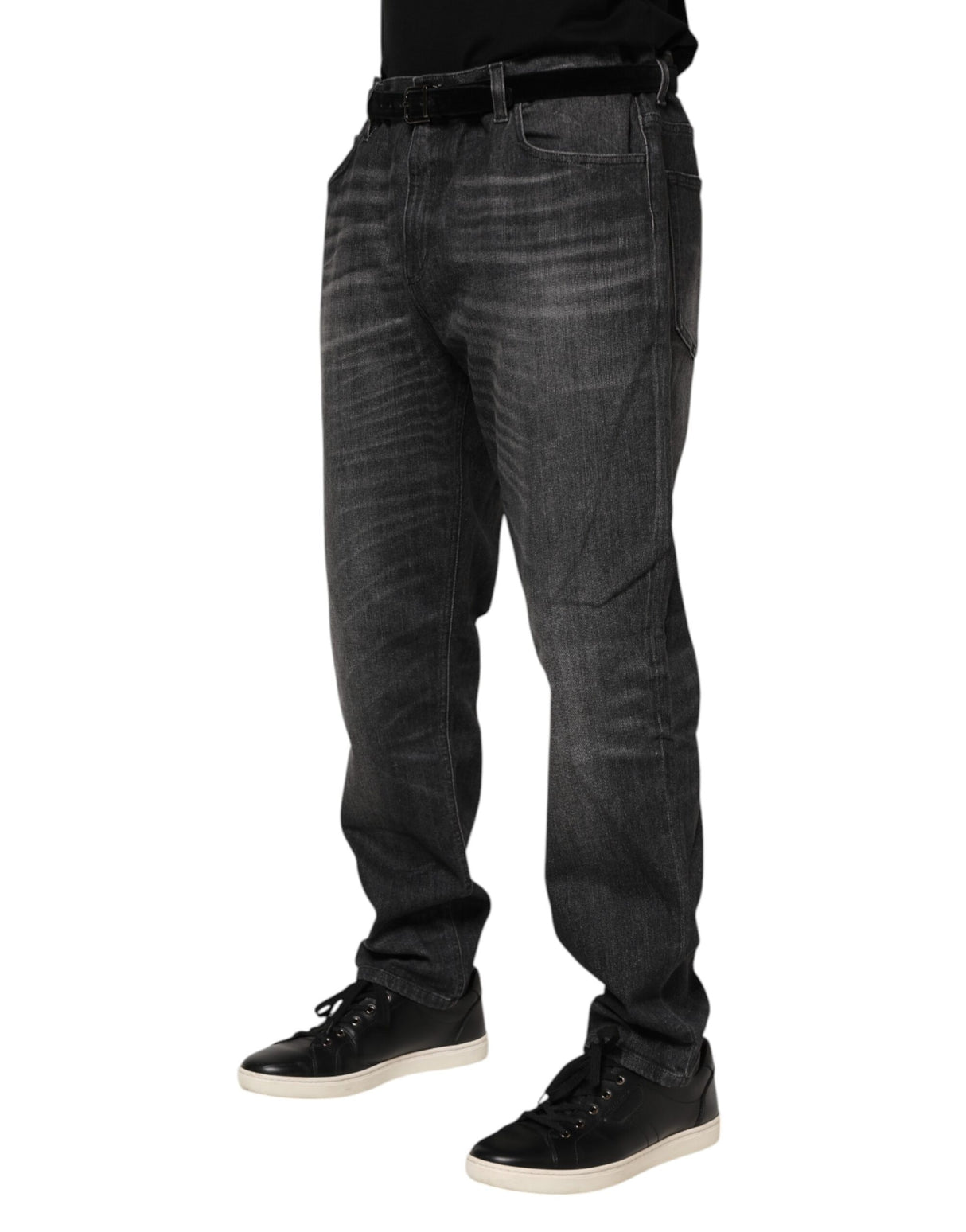 Dolce & Gabbana Gray Washed Cotton Loose Denim Jeans