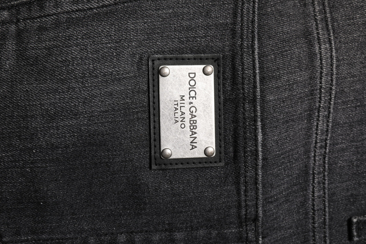 Dolce & Gabbana Gray Washed Cotton Loose Denim Jeans