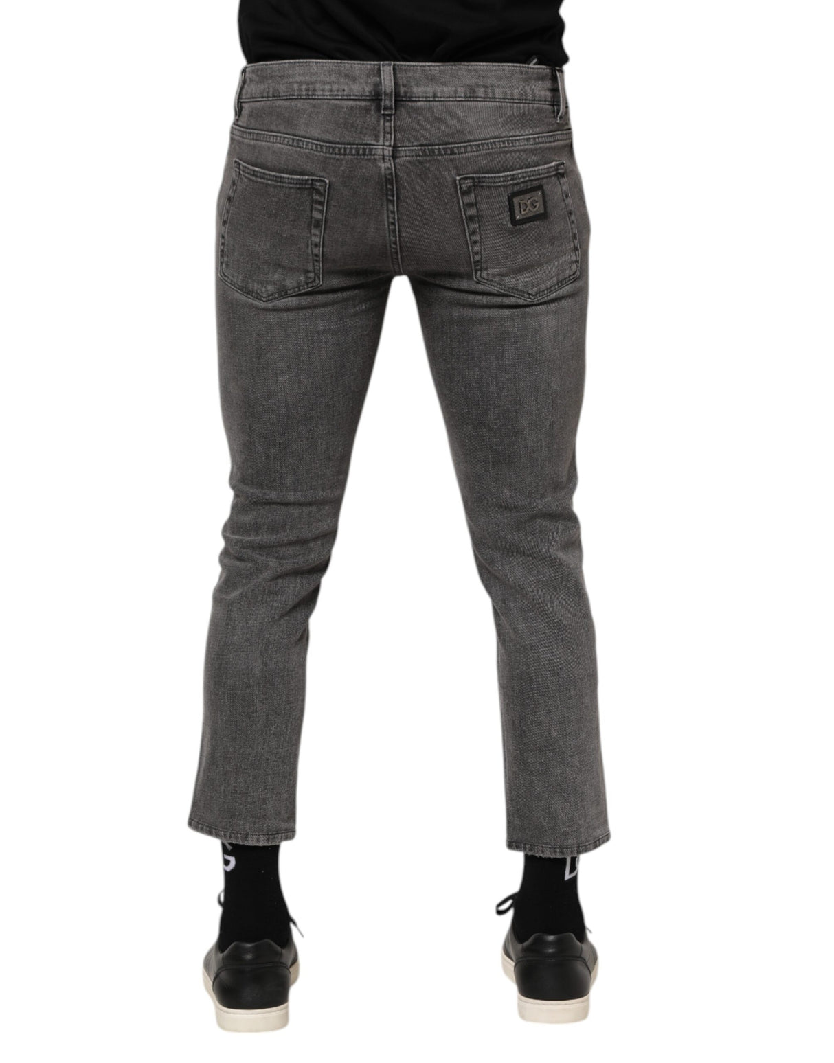 Dolce & Gabbana Gray Cotton Logo Plaque Men Denim Jeans