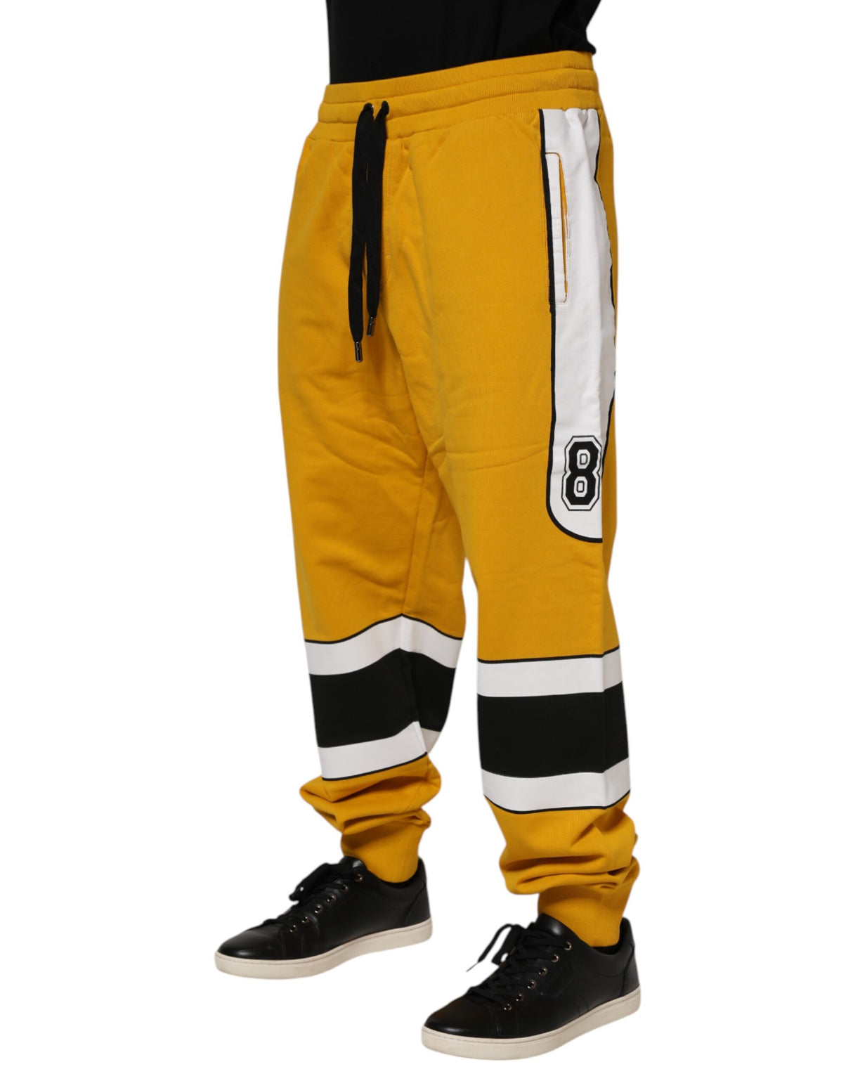 Dolce & Gabbana Yellow Cotton Logo Drawstring Jogger Sweatpants Pants