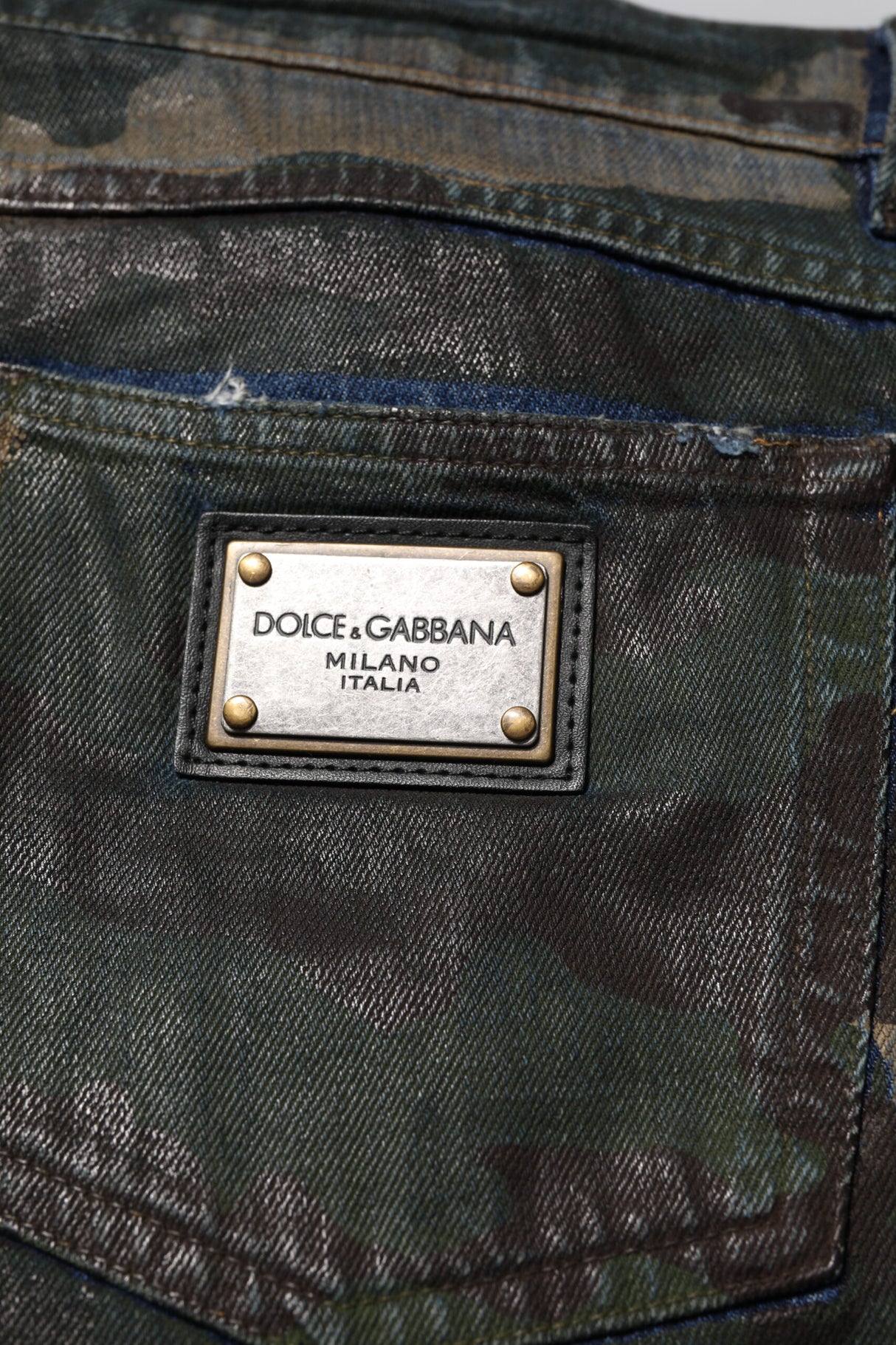 Dolce & Gabbana Blue Cotton Camouflage Denim Jeans