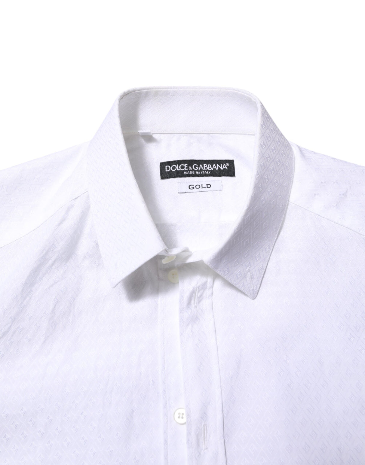 Dolce & Gabbana White Cotton GOLD Long Sleeves Formal Shirt