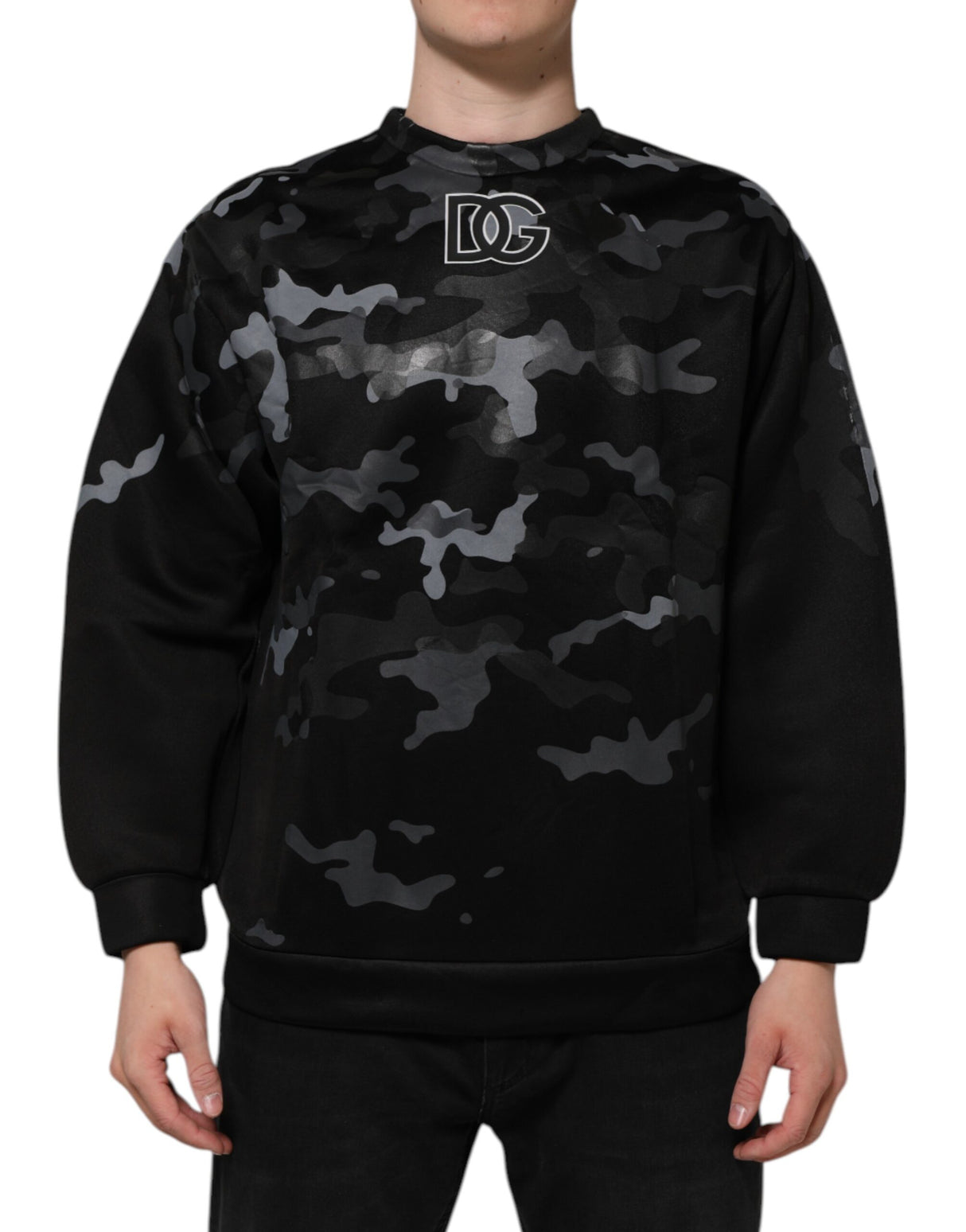 Dolce & Gabbana Black Camouflage Pullover Sweatshirt Sweater