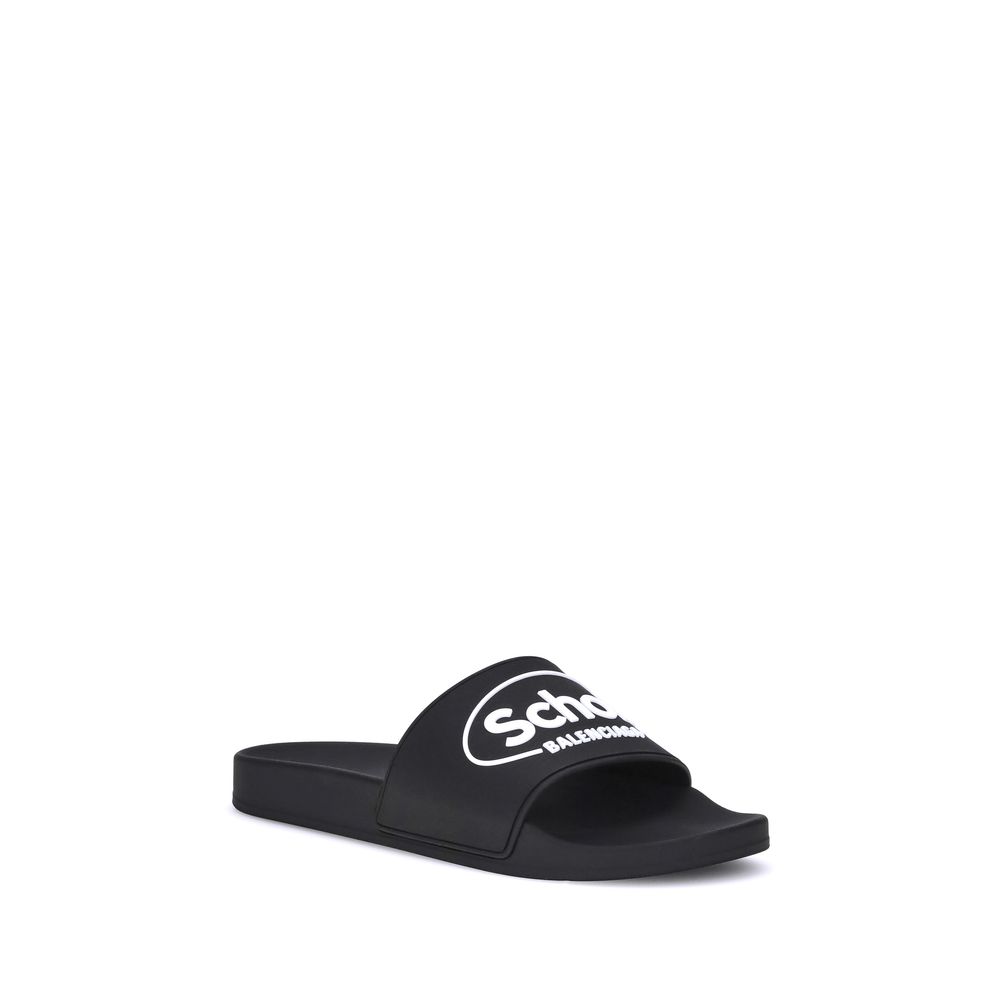 Balenciaga Black Rubber Flat Sandals