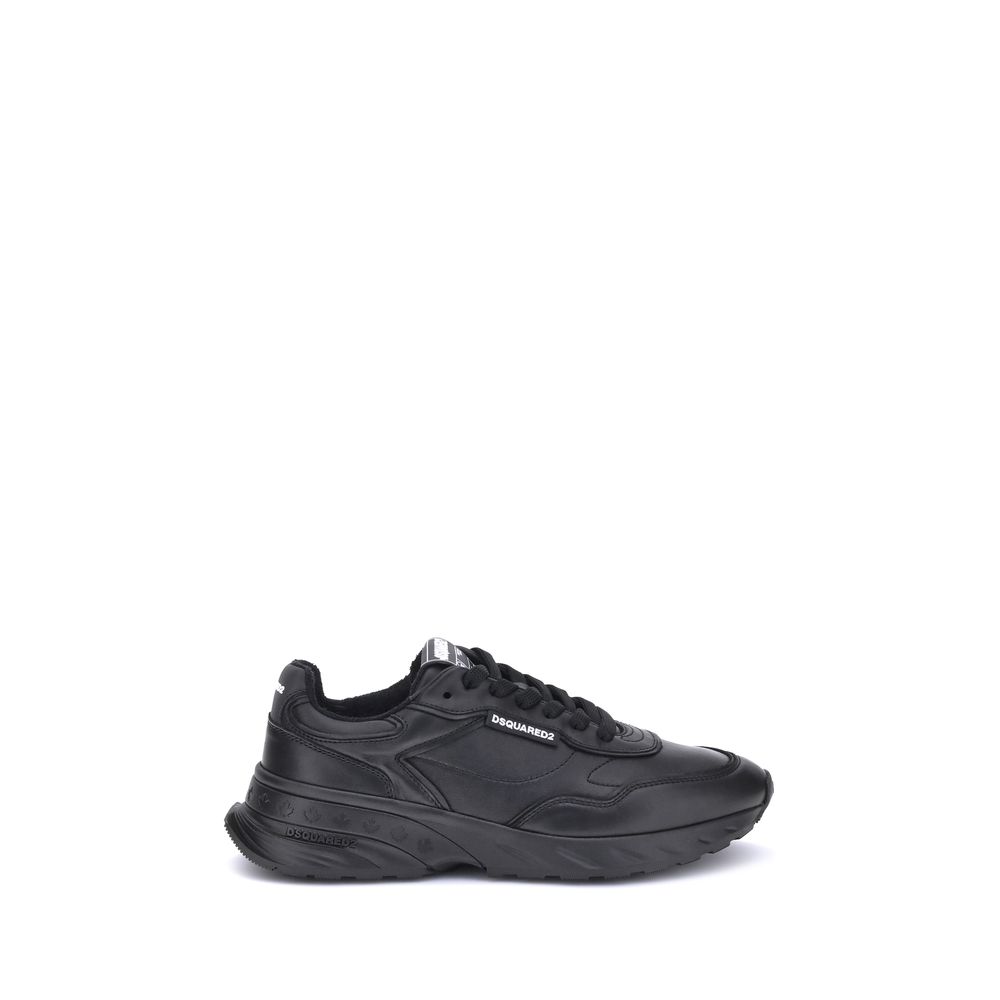 Dsquared² Black Calf Leather Bos Taurus Athletic Sneakers