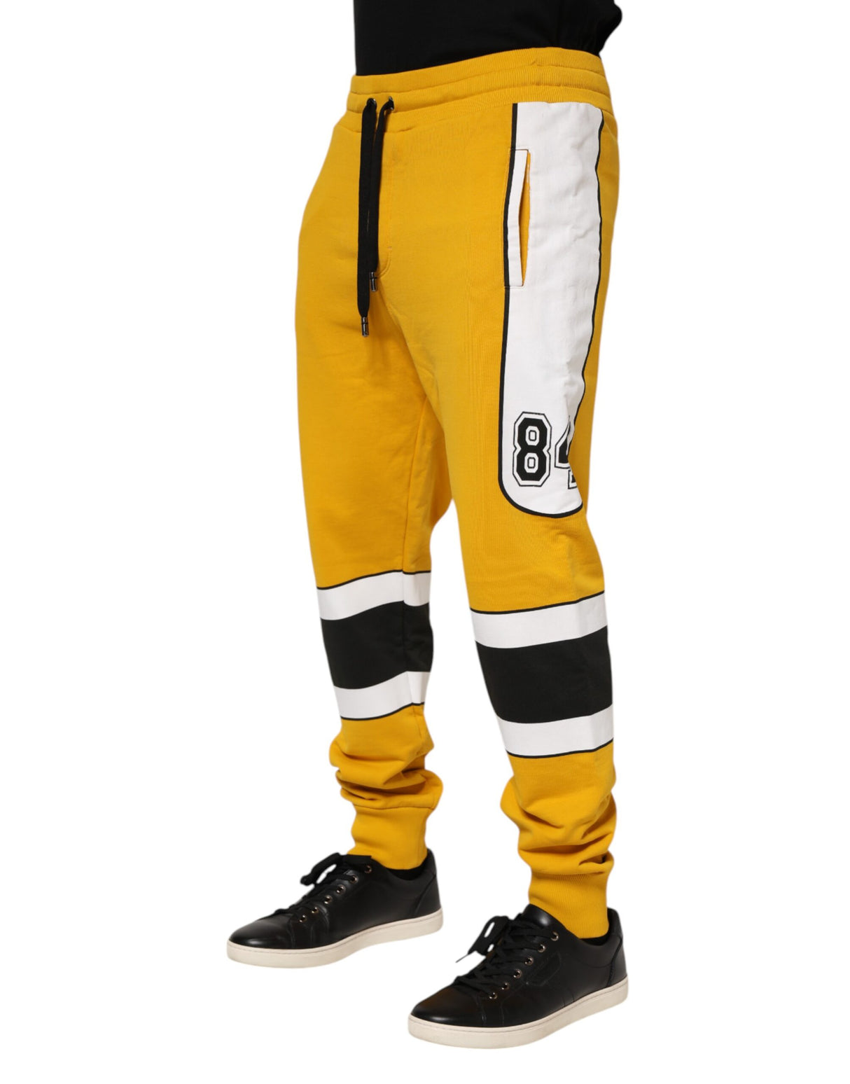 Dolce & Gabbana Yellow Cotton Logo Sweatpants Jogger Pants