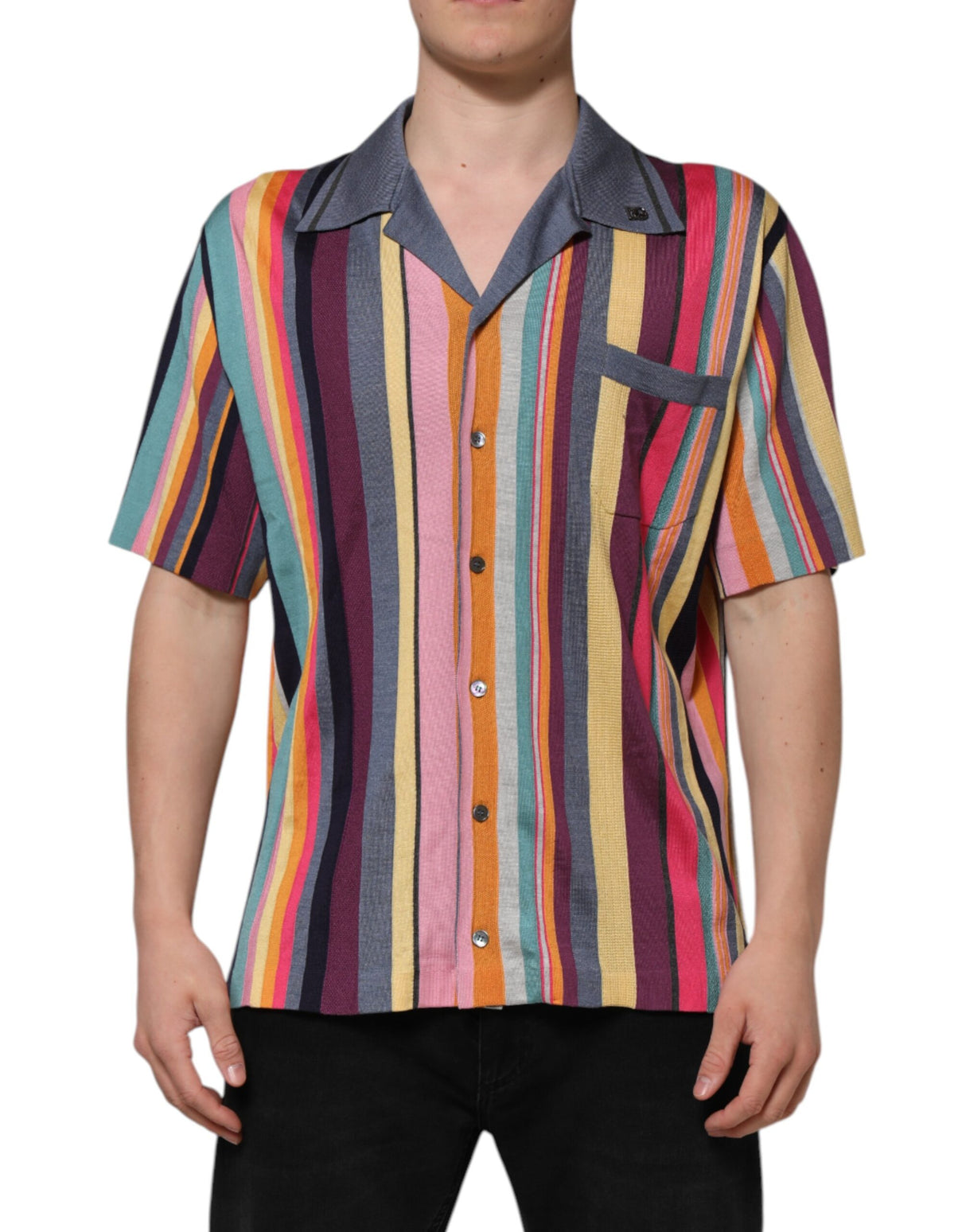 Dolce & Gabbana Multicolor Stripes Collared Men Polo T-shirt