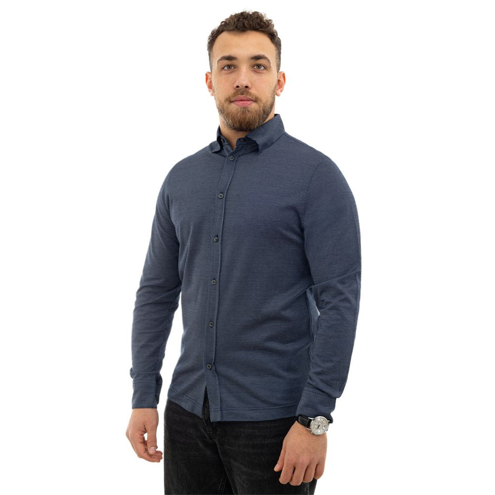 Canali Blue Cotton Dress Shirt