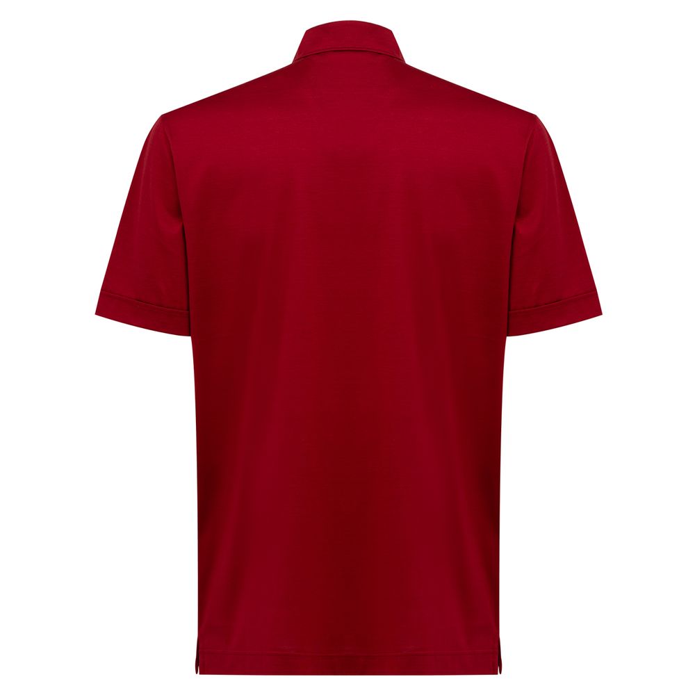 Canali Red Cotton Shortsleeve Shirt