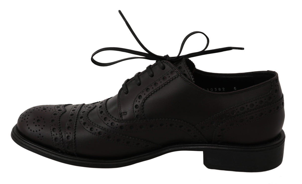 Dolce & Gabbana Black Leather Wingtip Oxford Dress Shoes