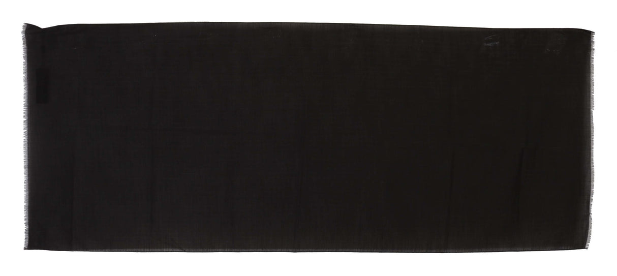 Dolce & Gabbana Dark Gray Virgin Wool Striped Pattern Wrap Scarf