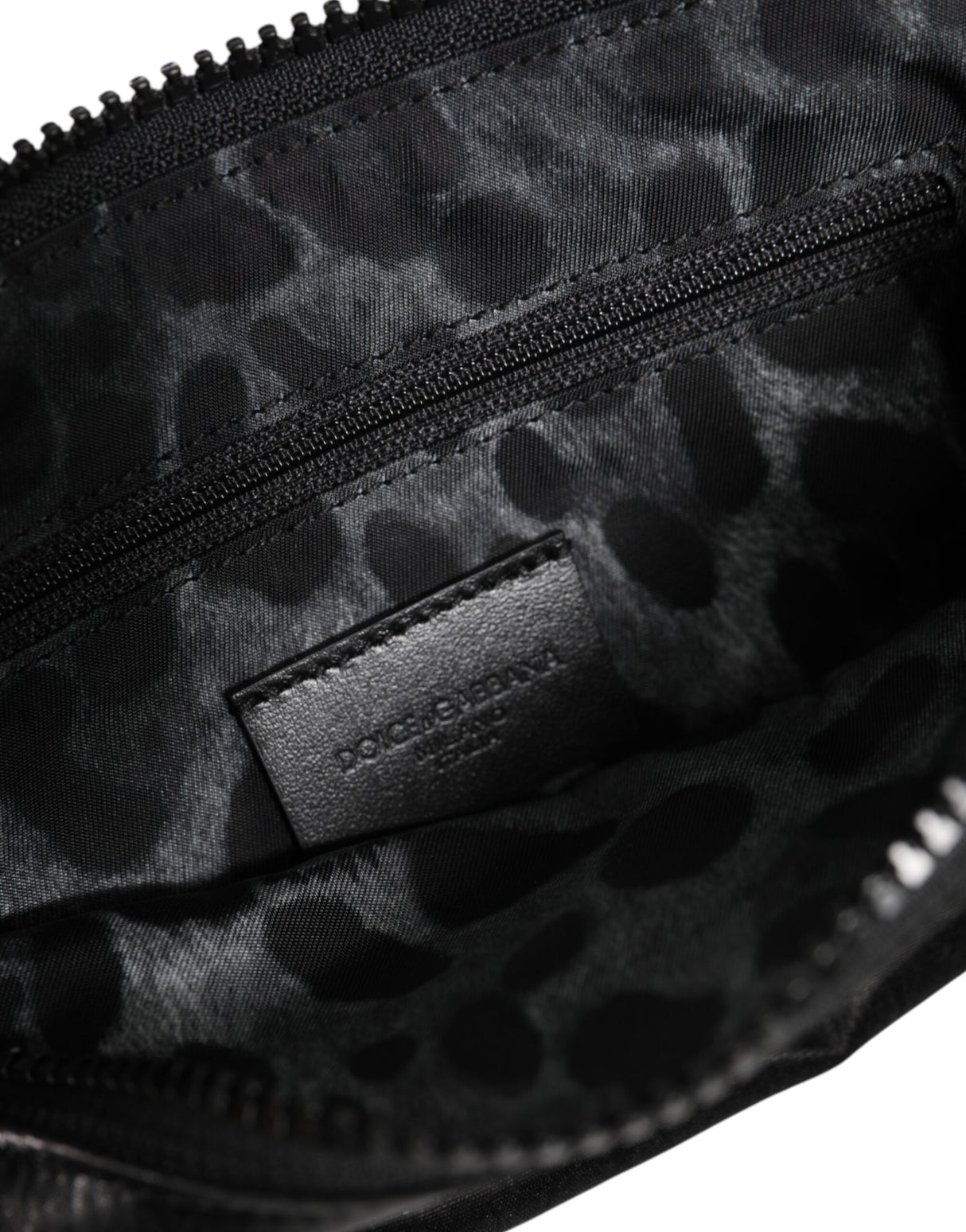 Dolce & Gabbana Black Nylon Logo Plaque Keyring Pouch Clutch Bag