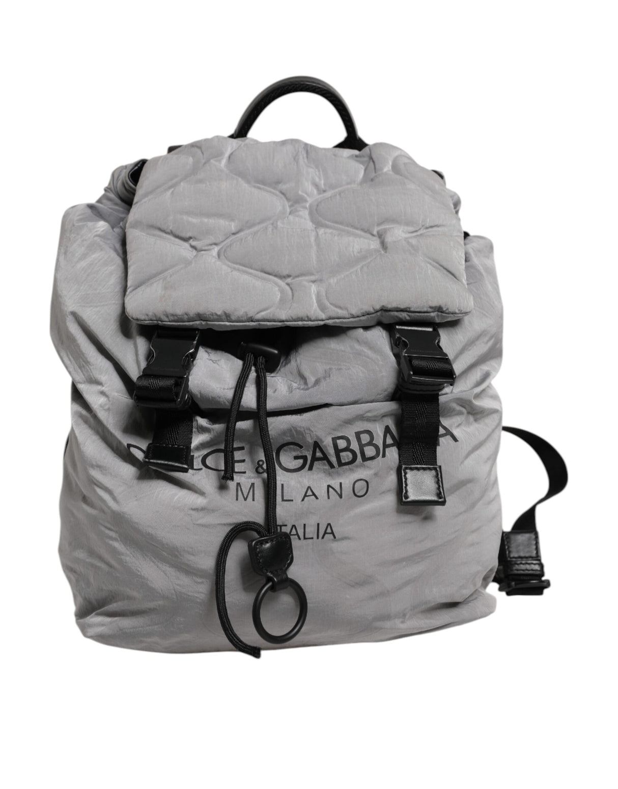 Dolce & Gabbana Gray Milano Print Drawstring Travel Backpack Bag