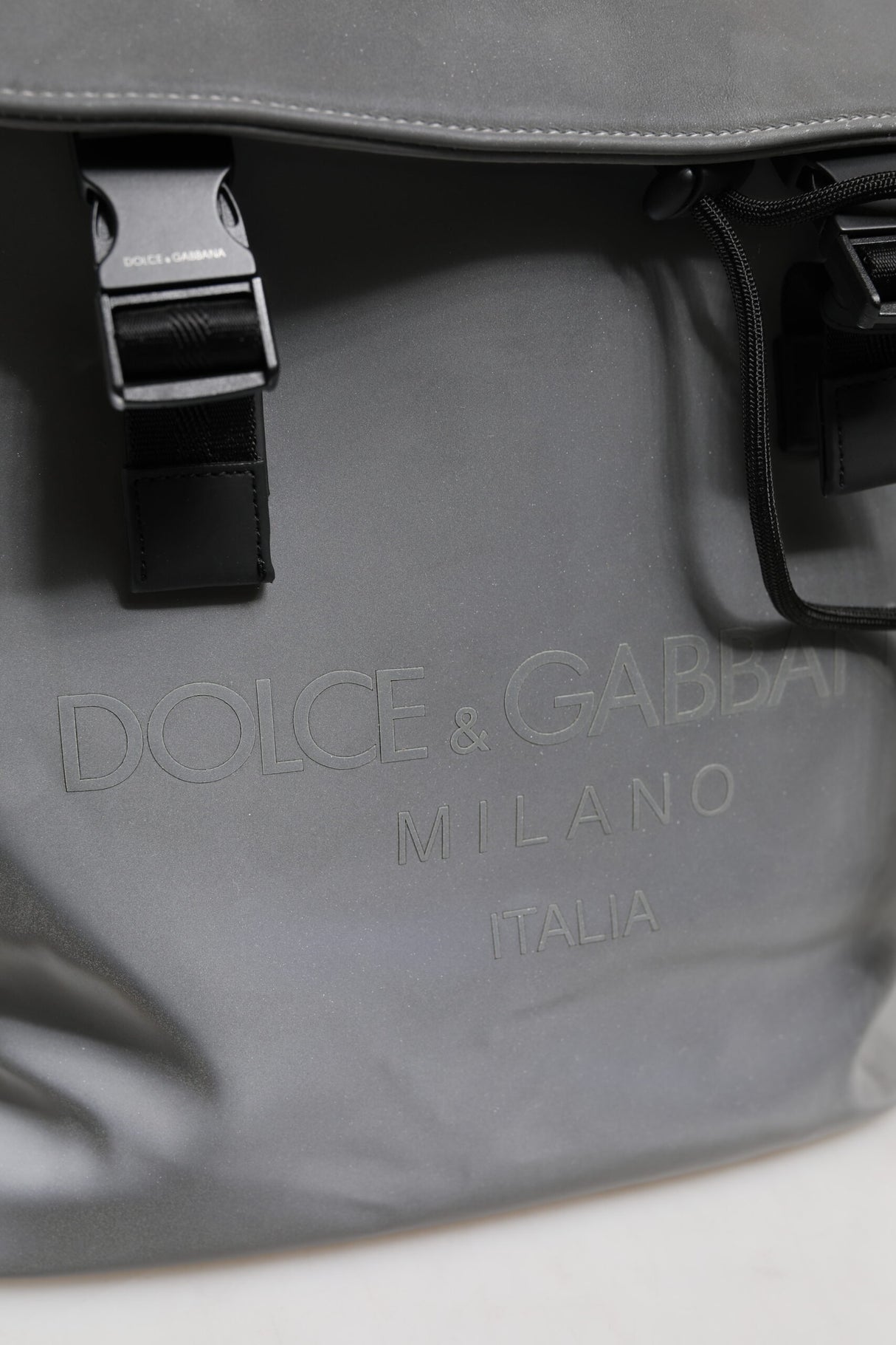Dolce & Gabbana Gray Palermo Reflector Buckles Drawstring Backpack Bag